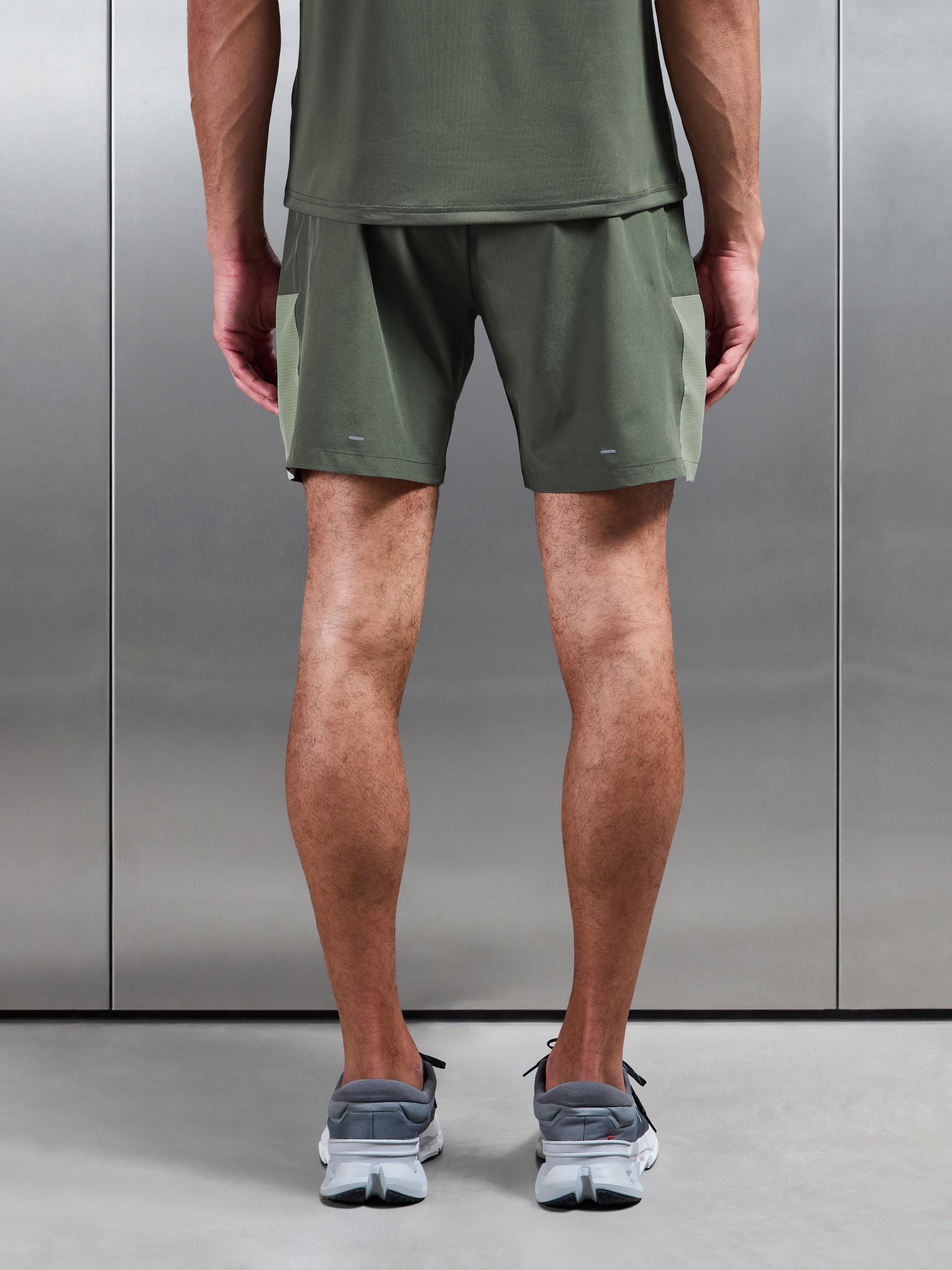 Mens Track Colour Block Active Short in Sage Light Sage