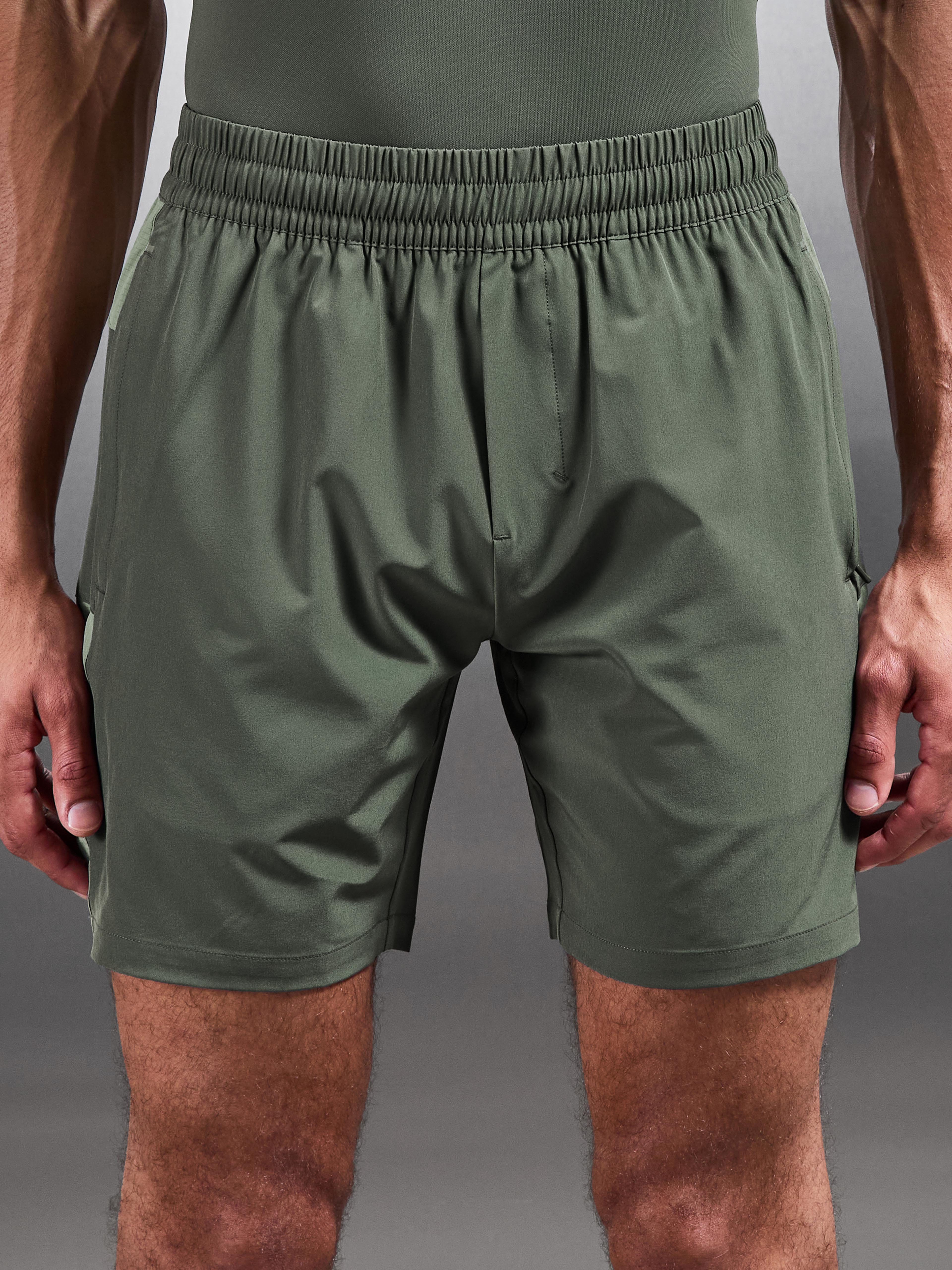 Mens Track Colour Block Active Short in Sage Light Sage