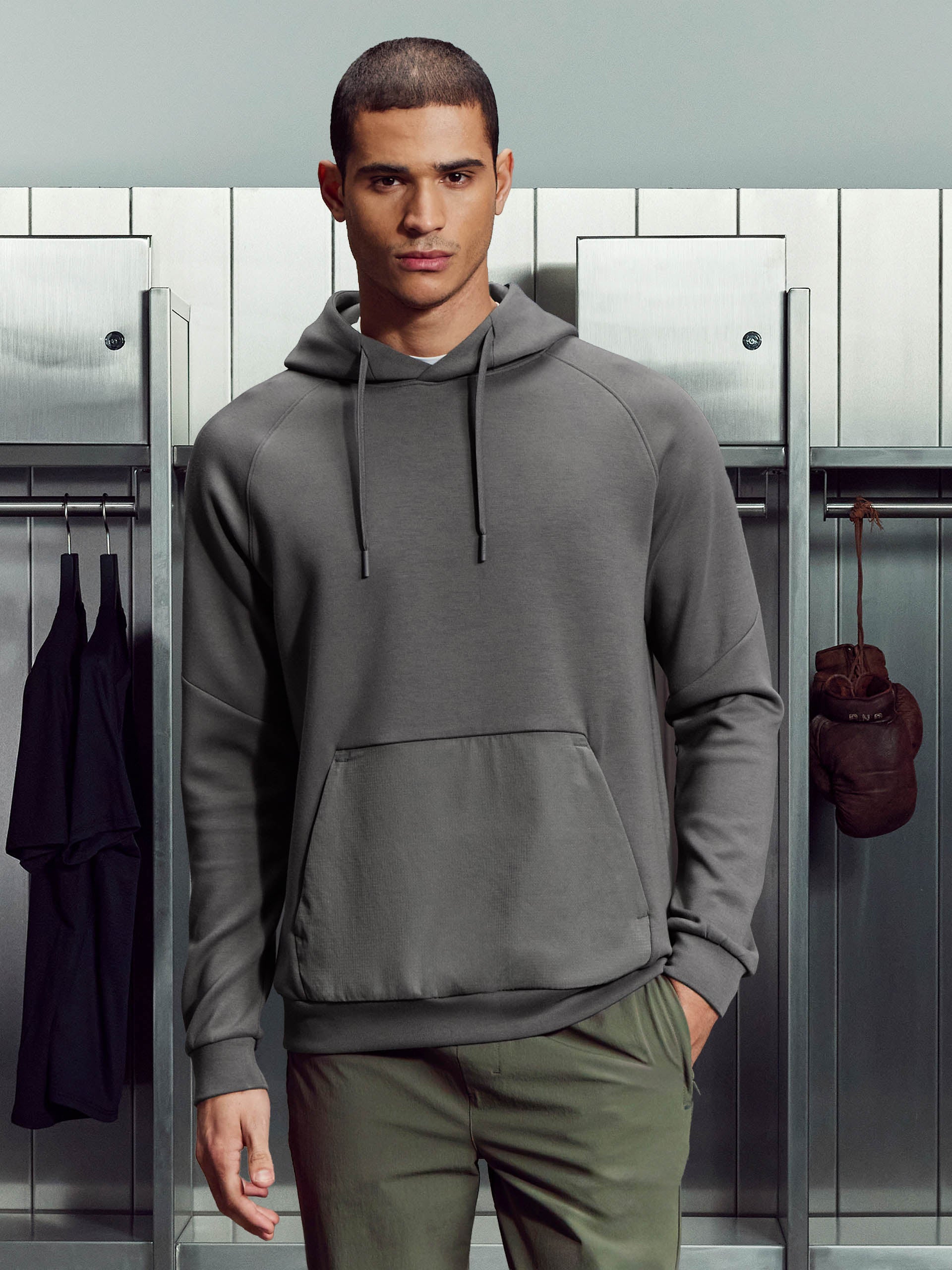 Mens Trail Hybrid Hoodie in Grey