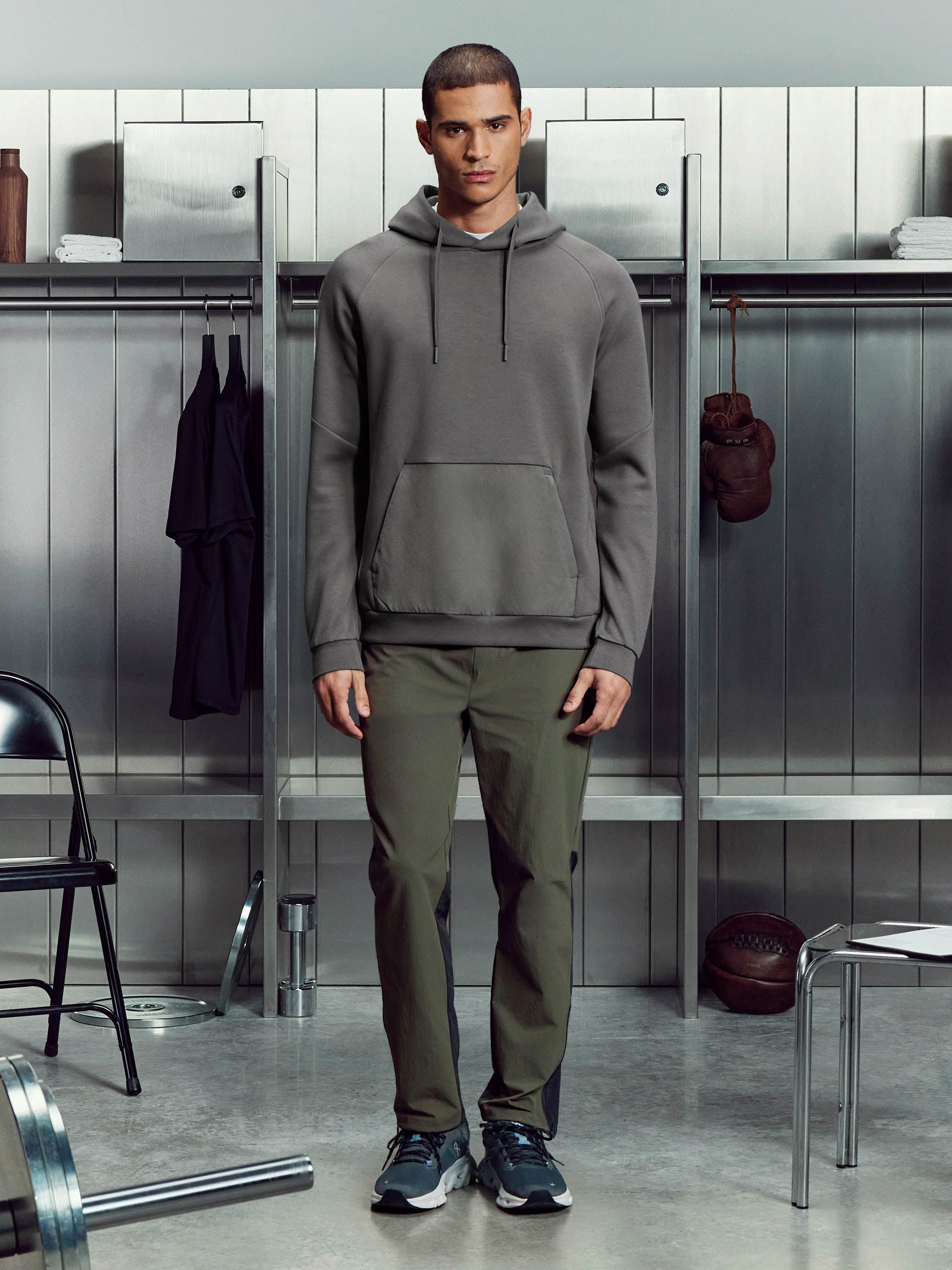 Mens Trail Hybrid Hoodie in Grey