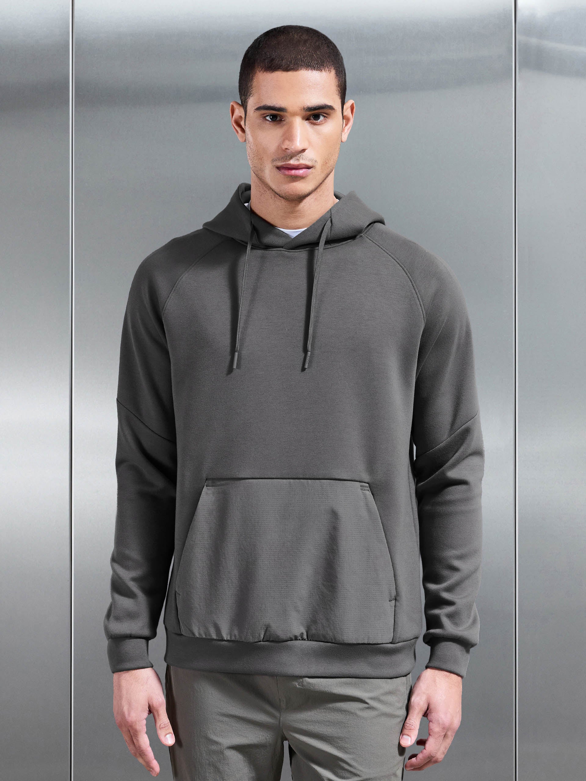 Mens Trail Hybrid Hoodie in Grey