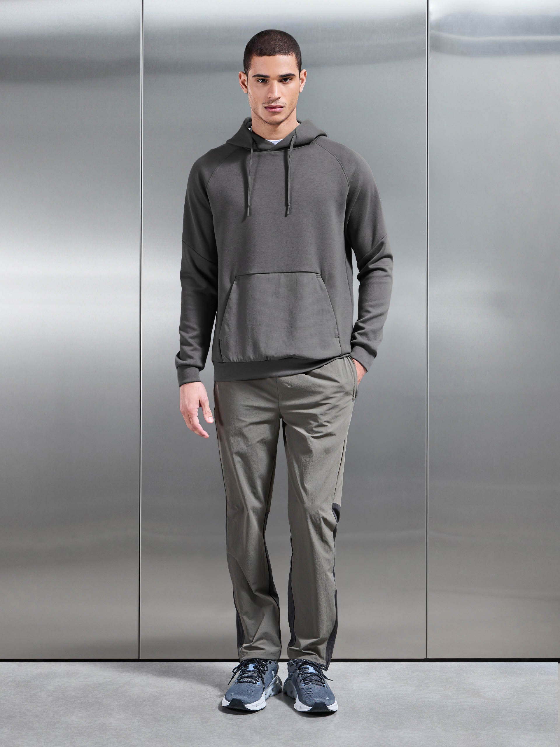 Mens Trail Hybrid Hoodie in Grey