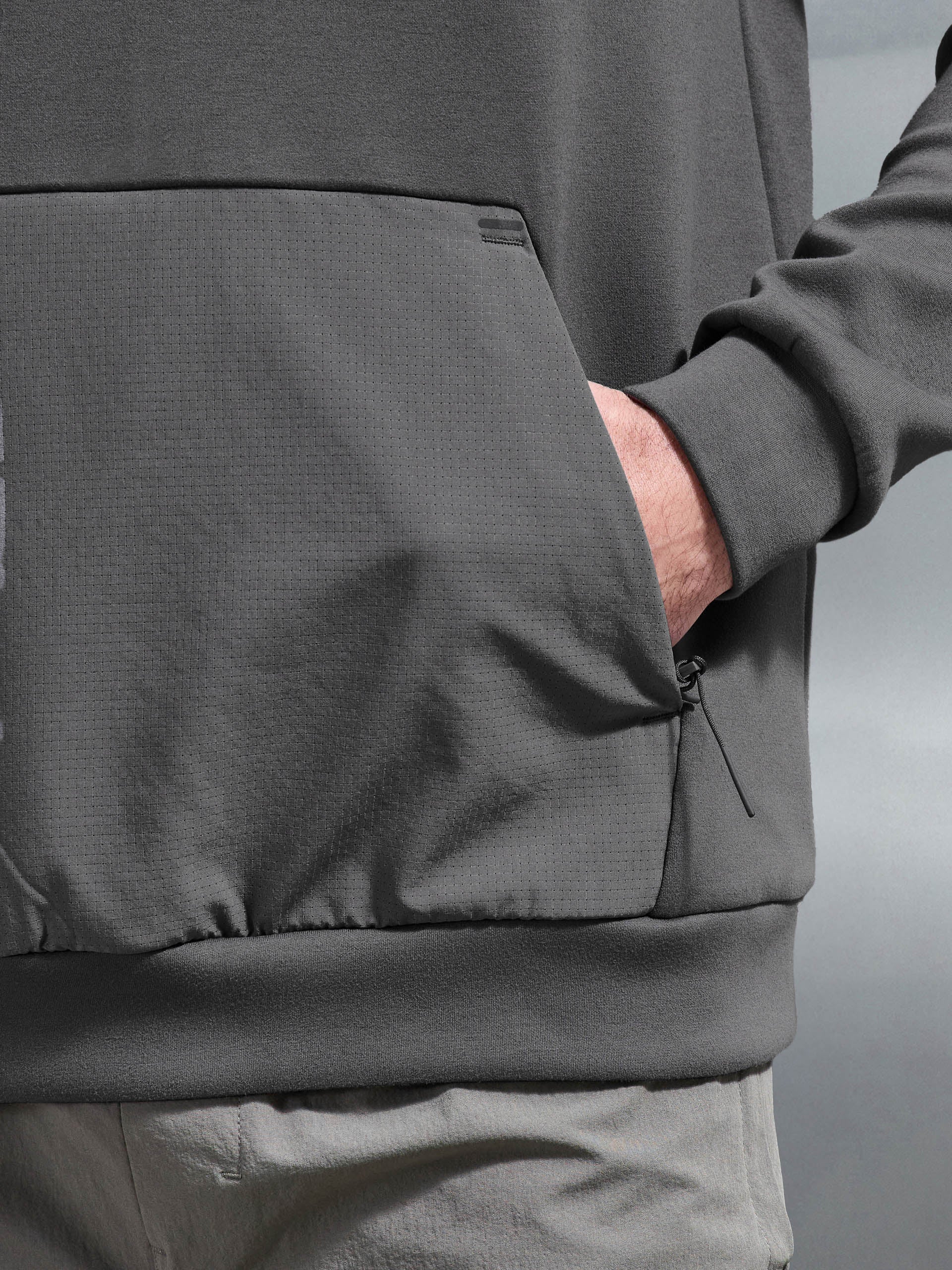 Mens Trail Hybrid Hoodie in Grey