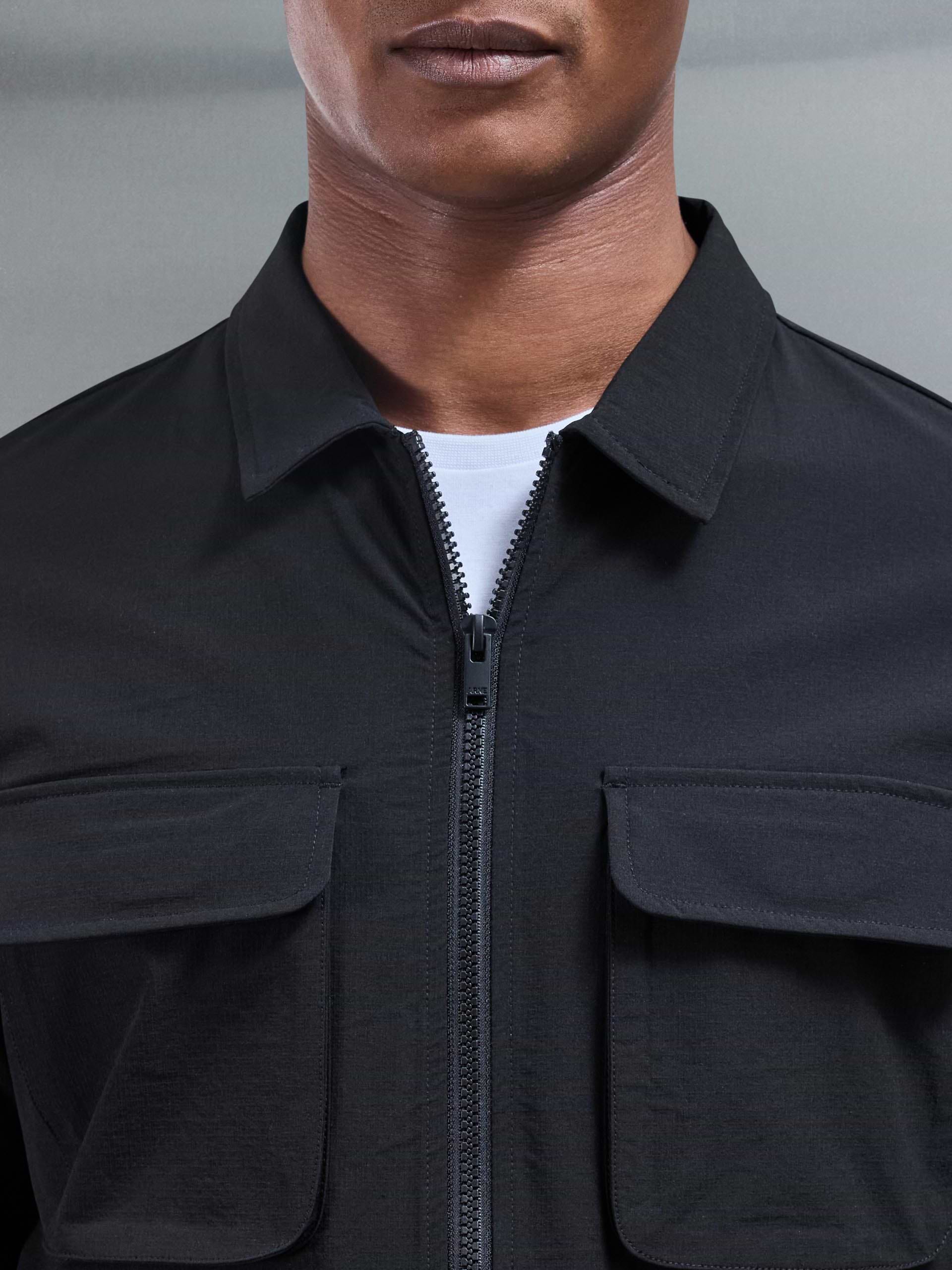 Utility Cargo Overshirt in Black