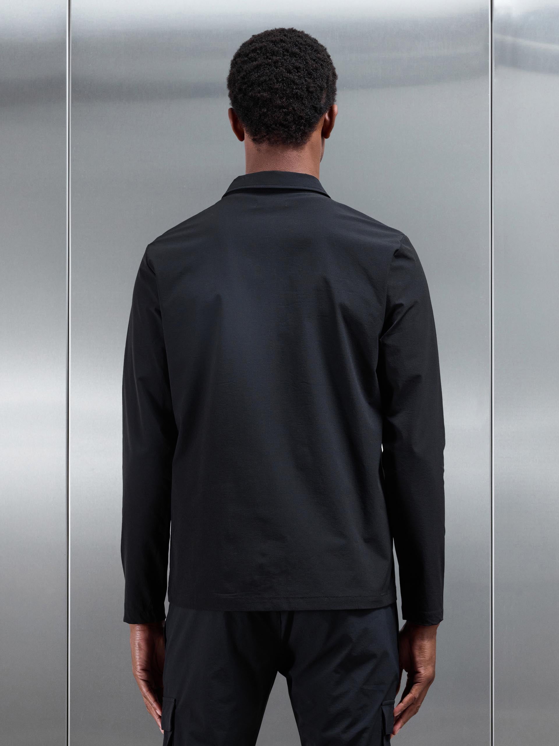 Mens Utility Cargo Overshirt in Black