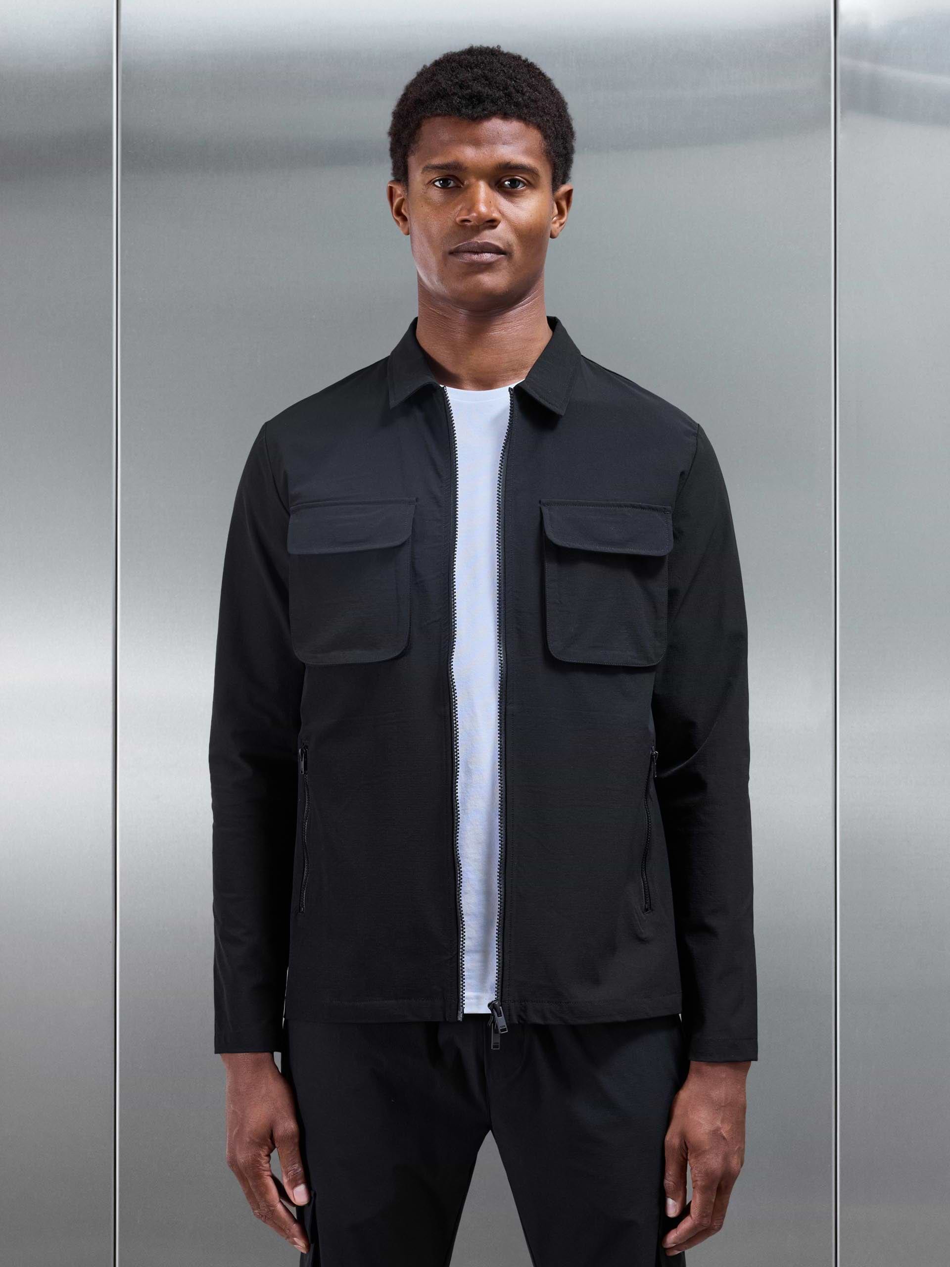 Utility Cargo Overshirt in Black
