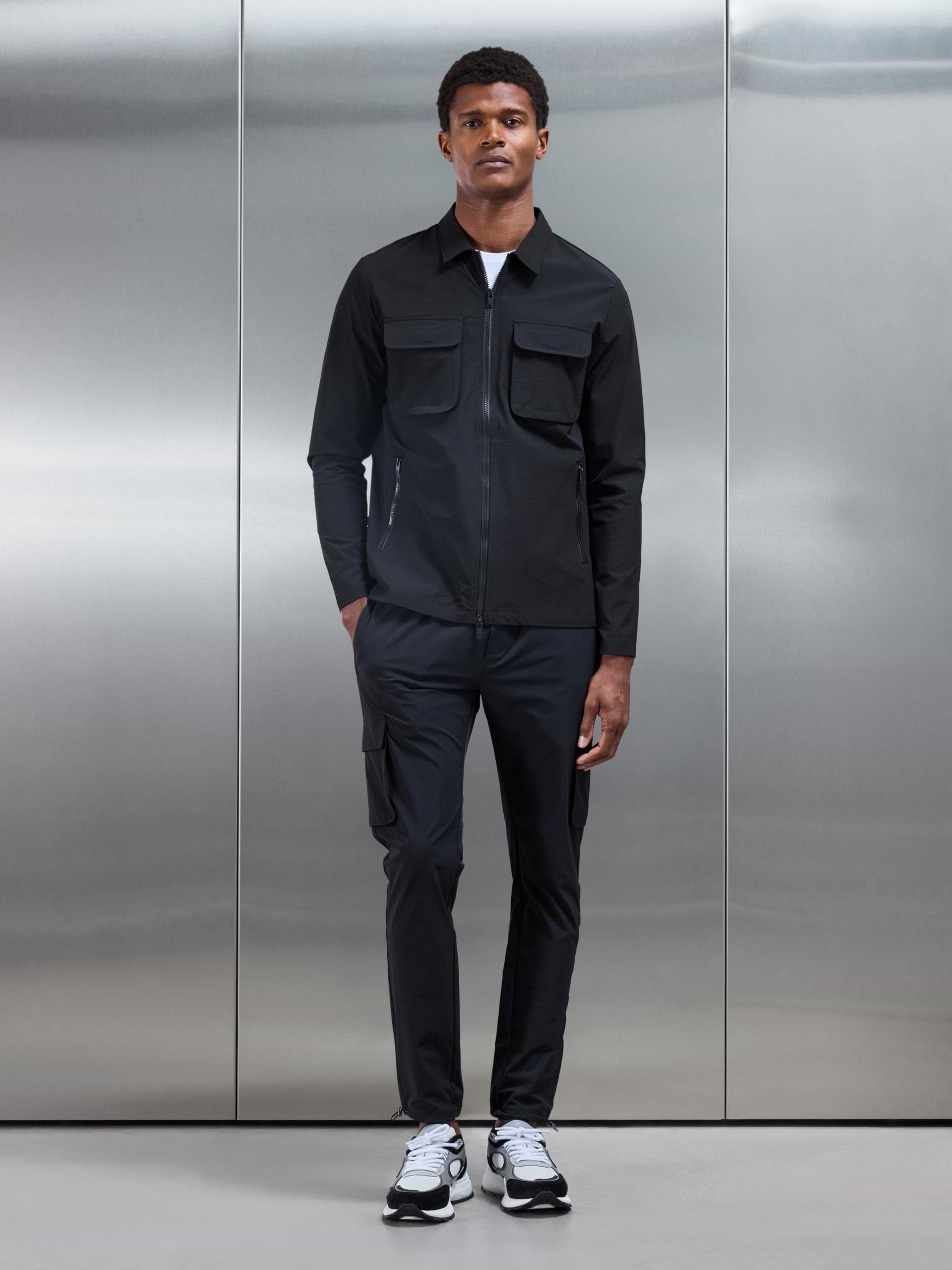 Utility Cargo Overshirt in Black