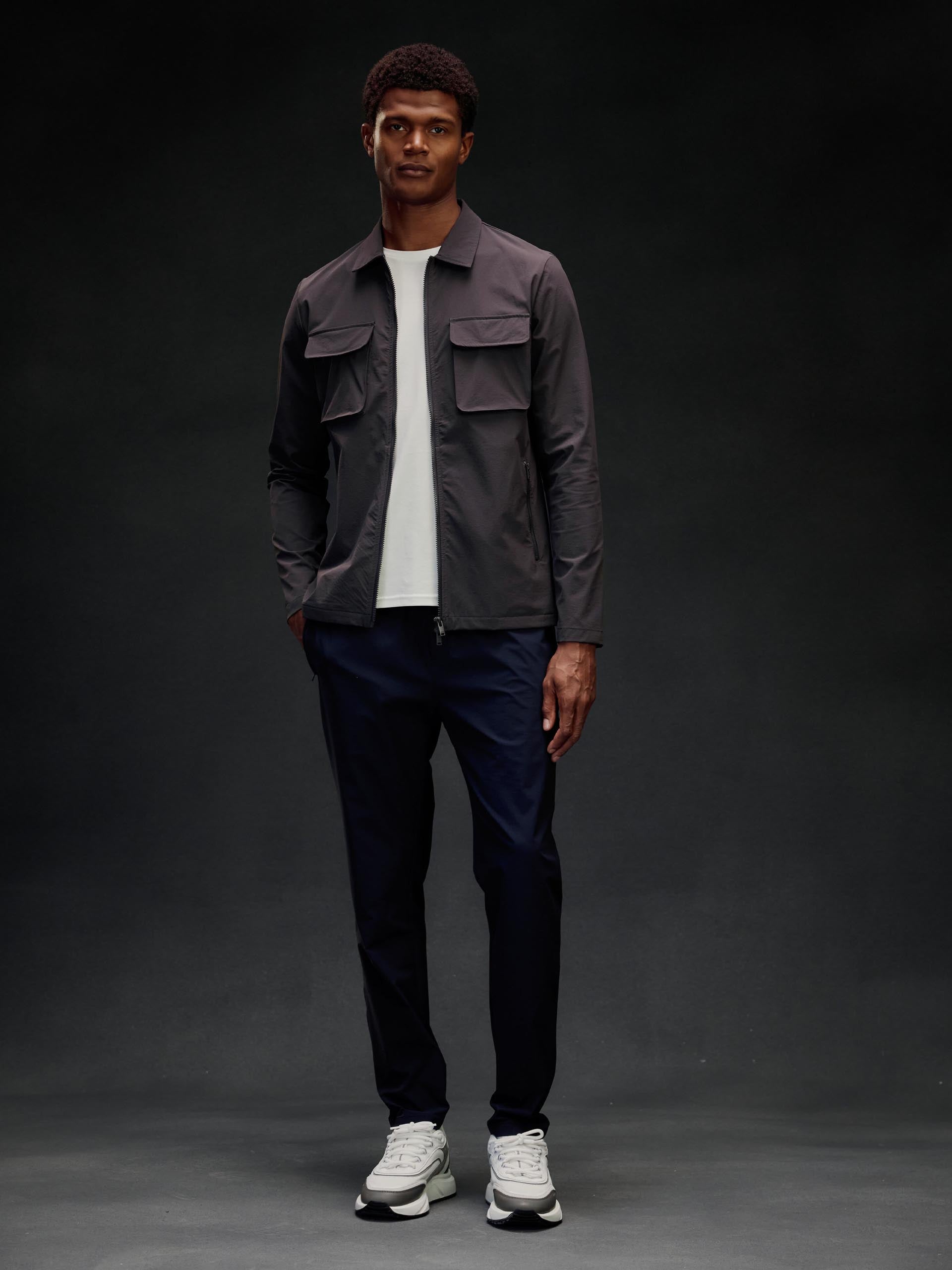 Mens Utility Cargo Overshirt in Grey