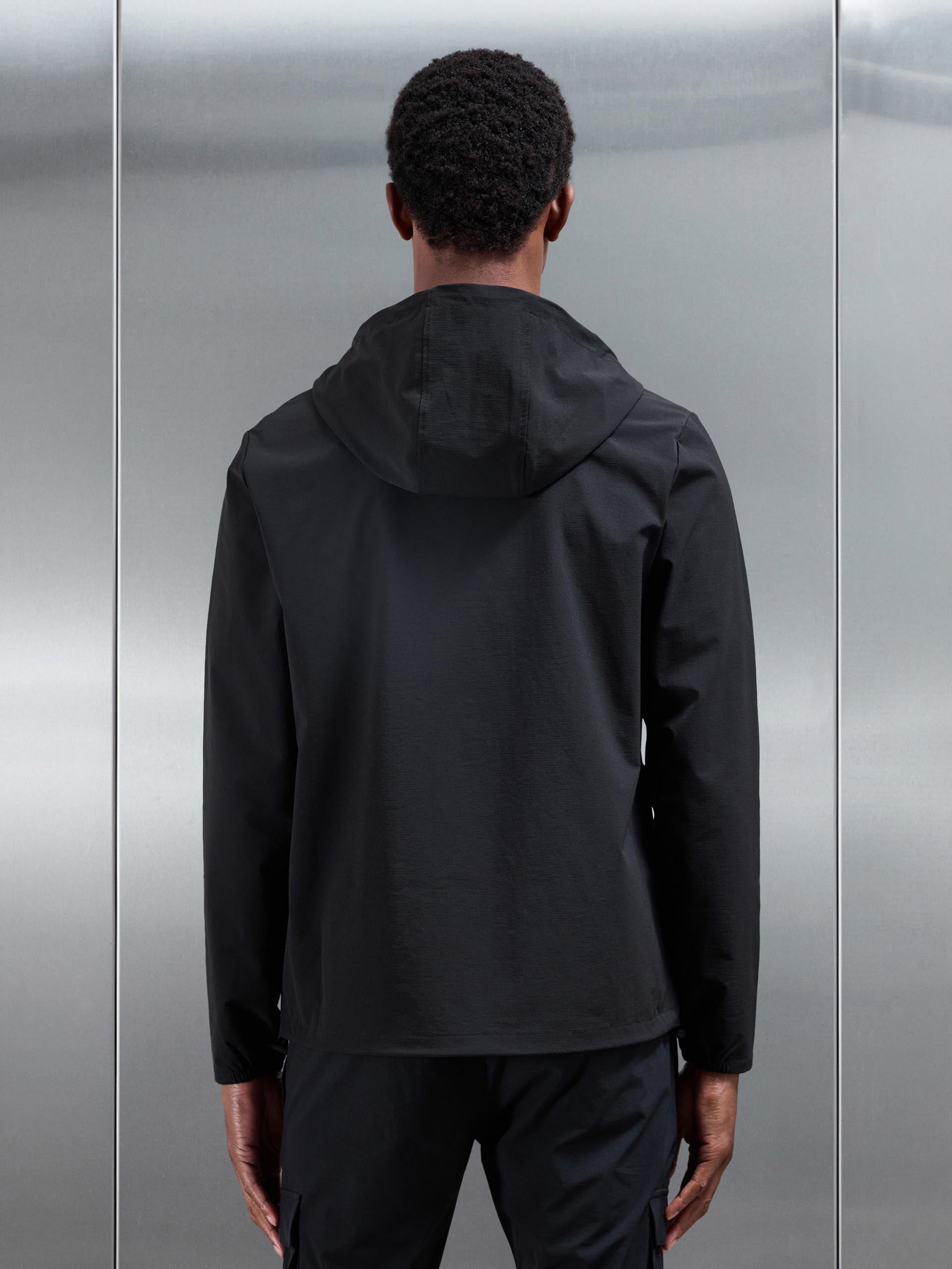 Mens Utility Cargo Windbreaker in Black