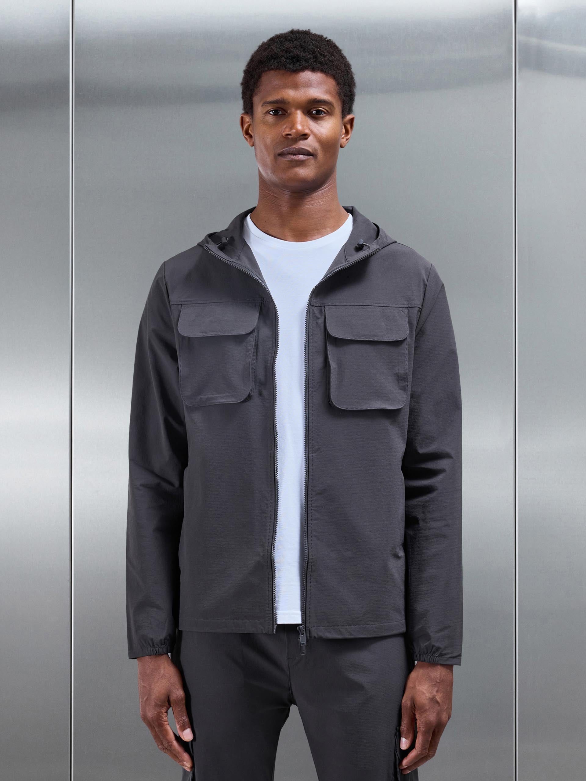 Utility Cargo Windbreaker in Grey