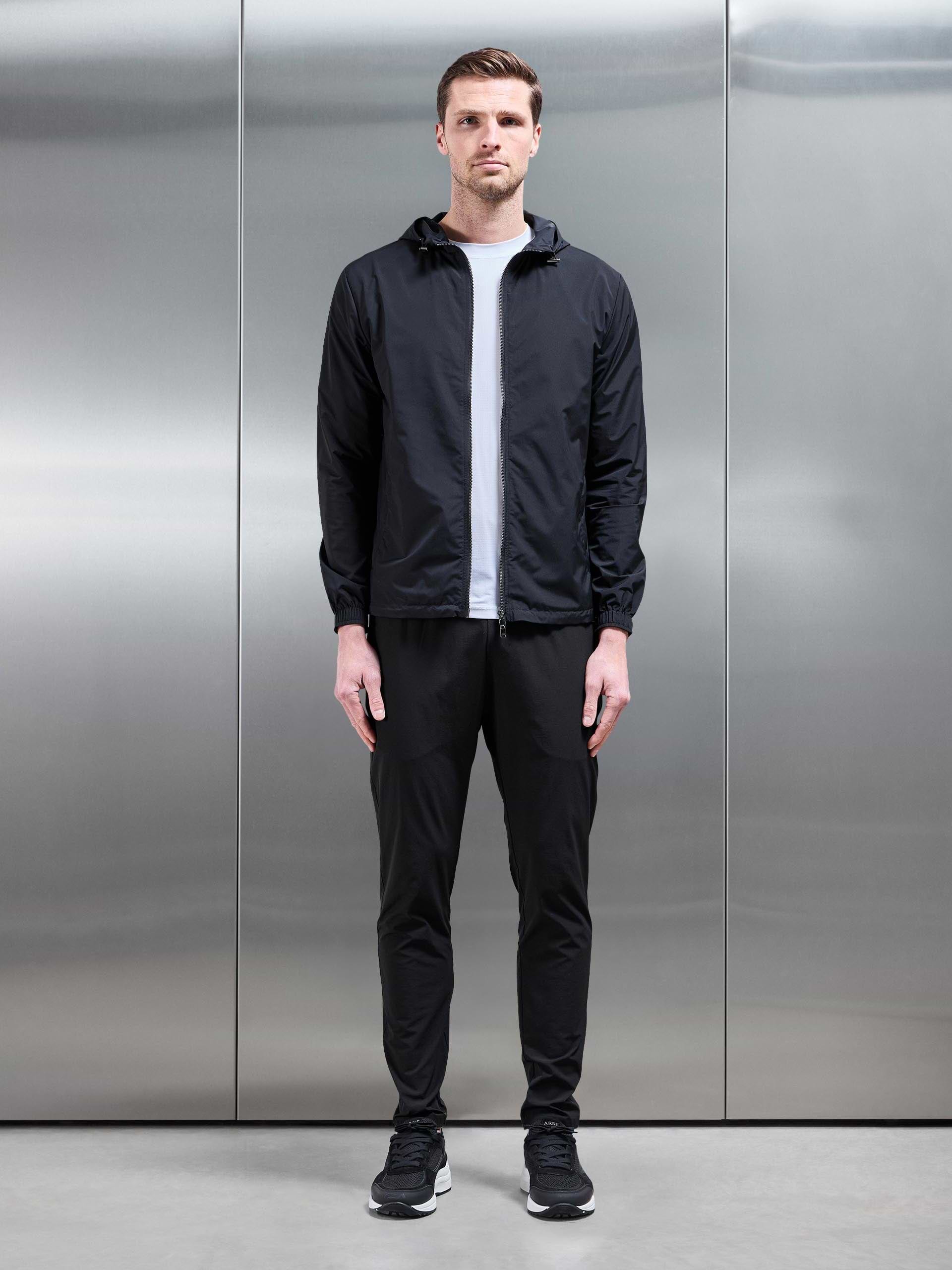 Mens Utility Technical Shell Windbreaker in Black