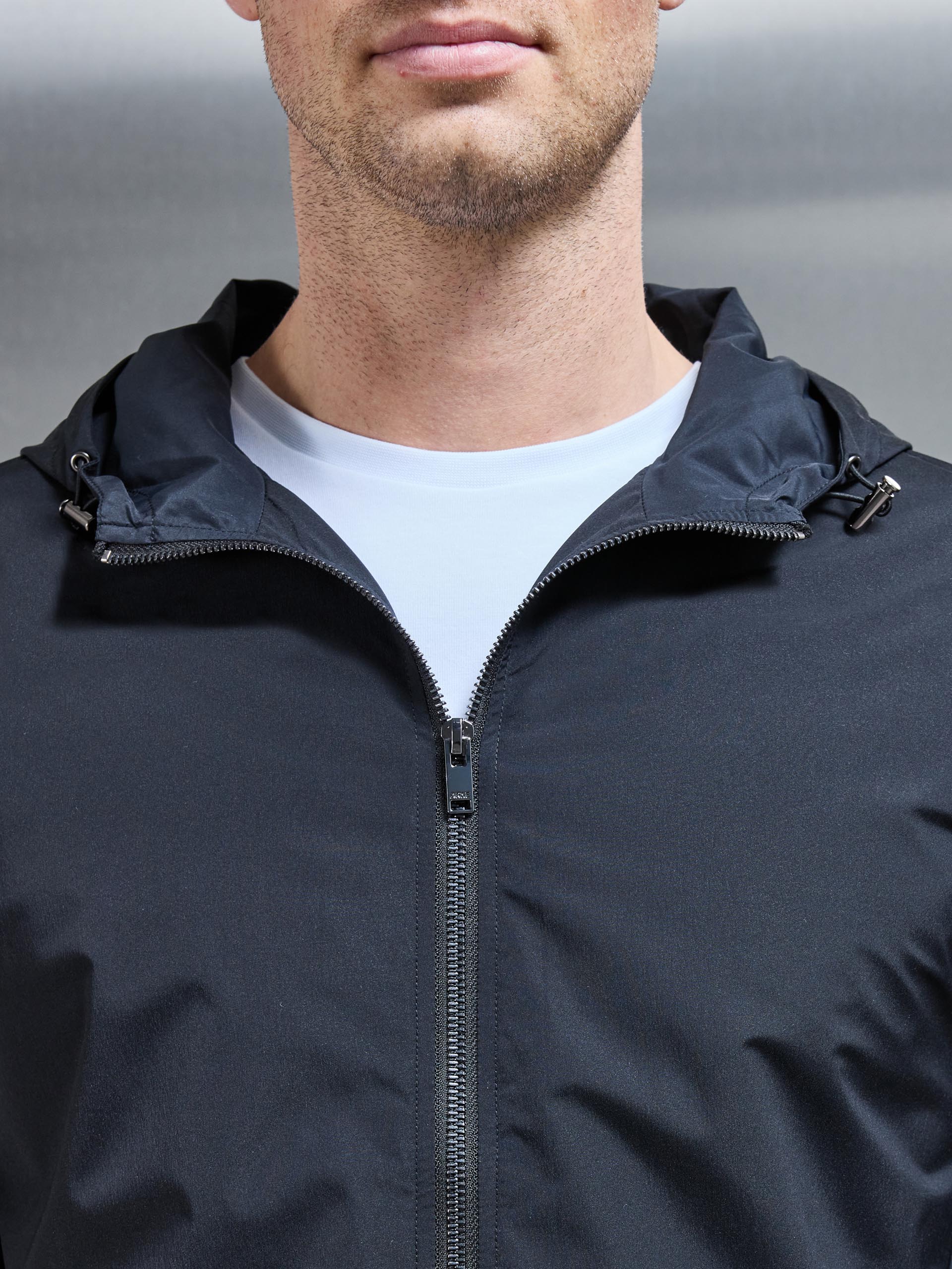 Mens Utility Technical Shell Windbreaker in Black