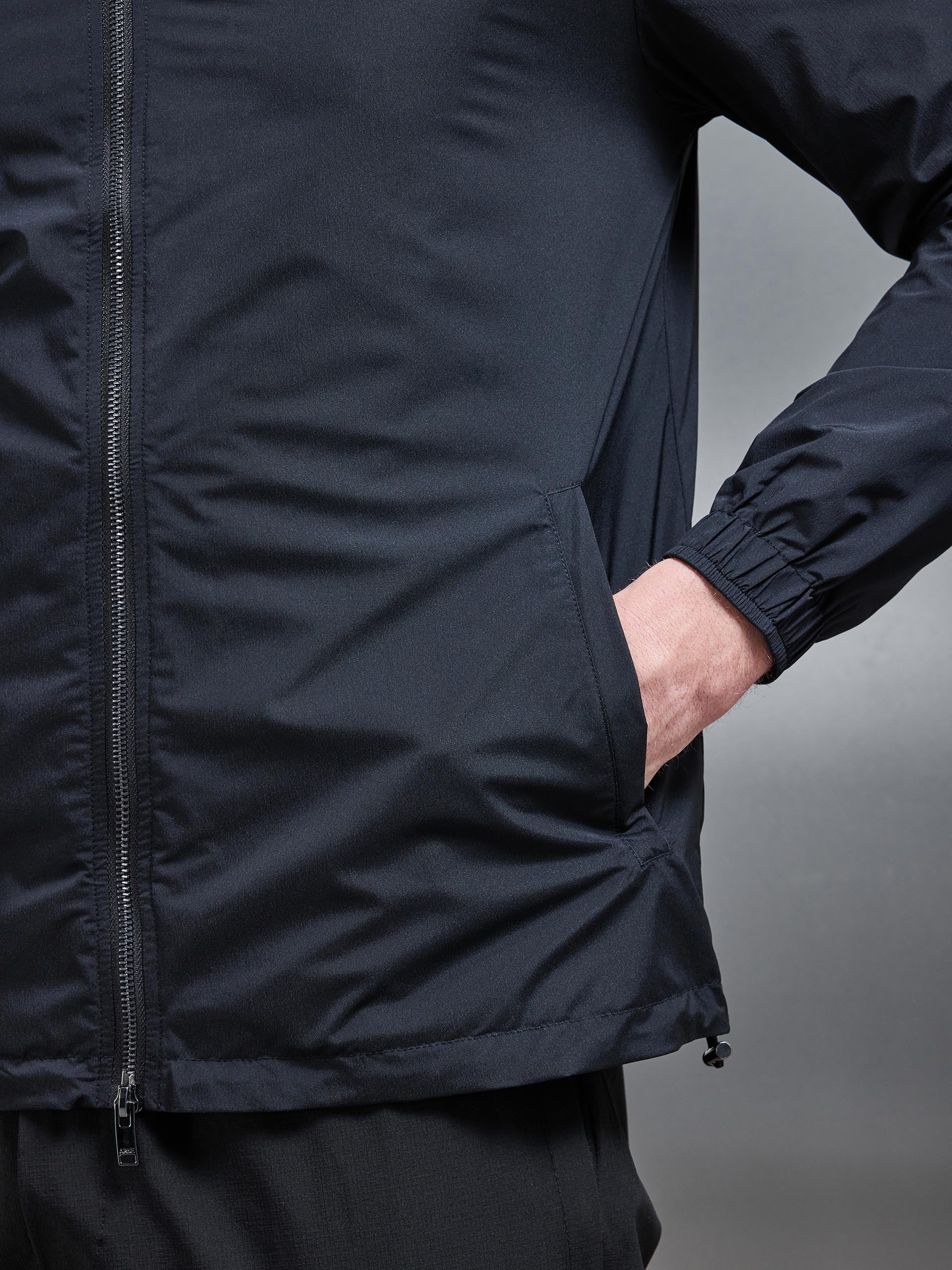 Mens Utility Technical Shell Windbreaker in Black