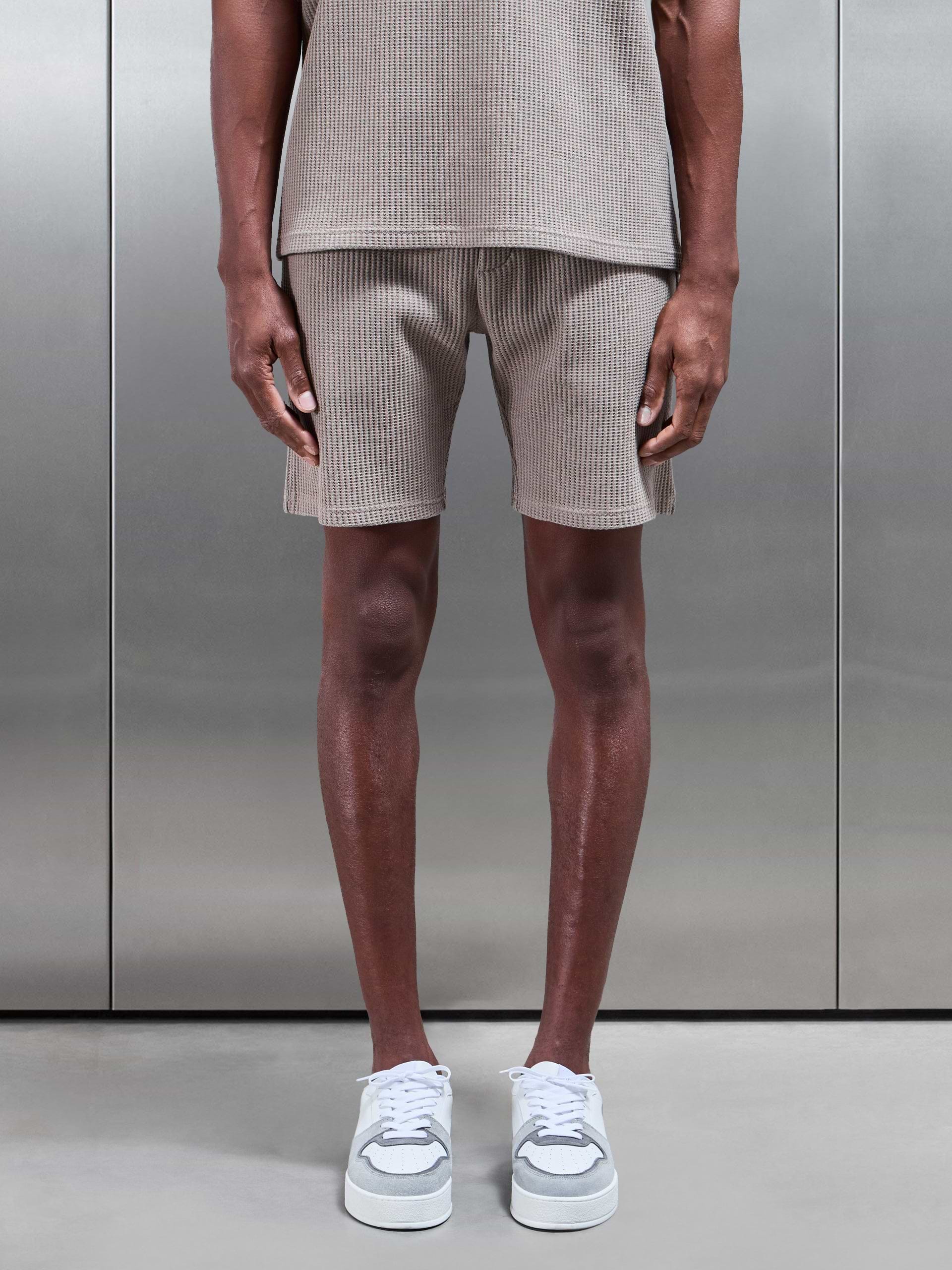 Waffle Relaxed Short in Taupe