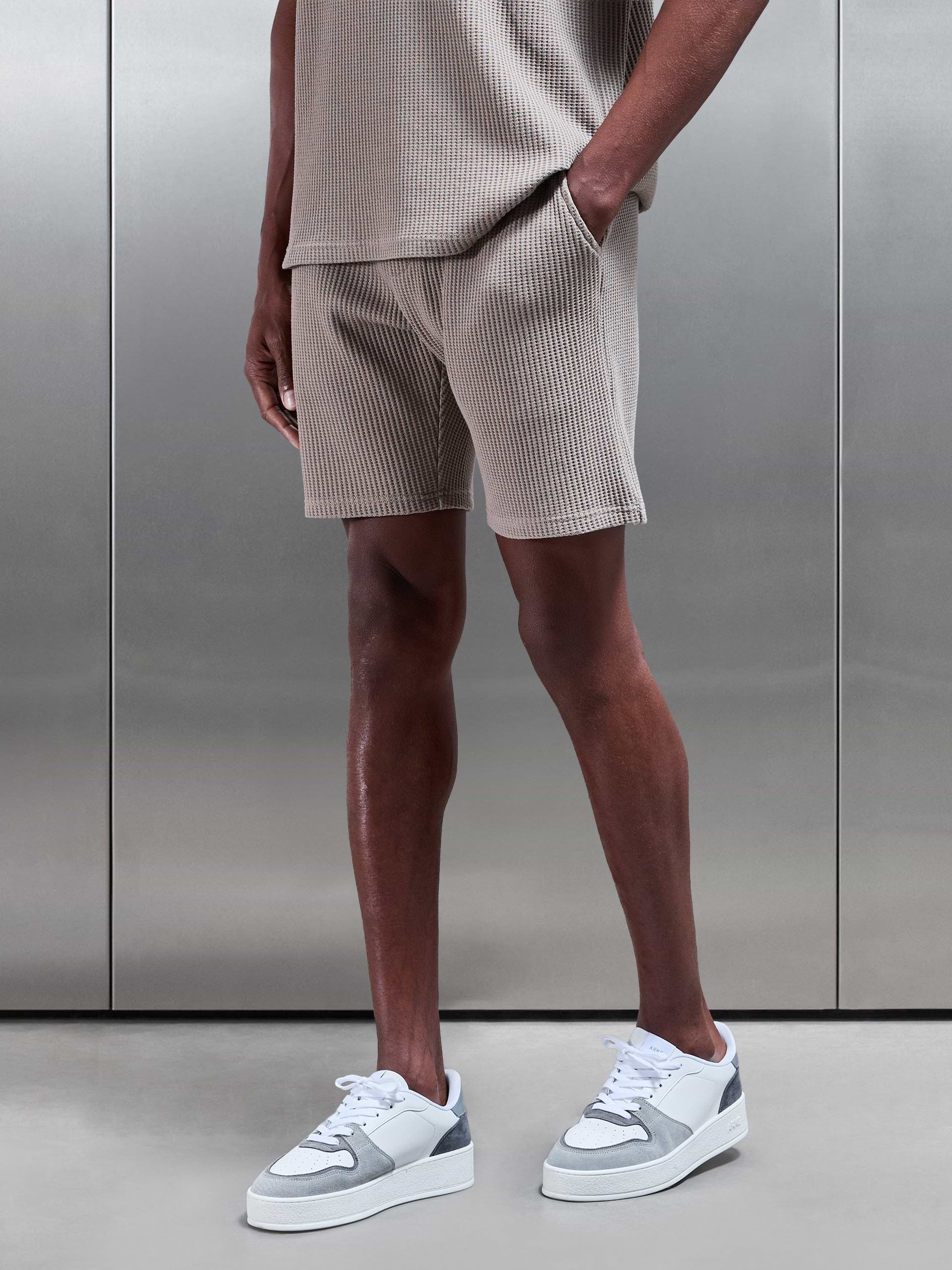 Waffle Relaxed Short in Taupe