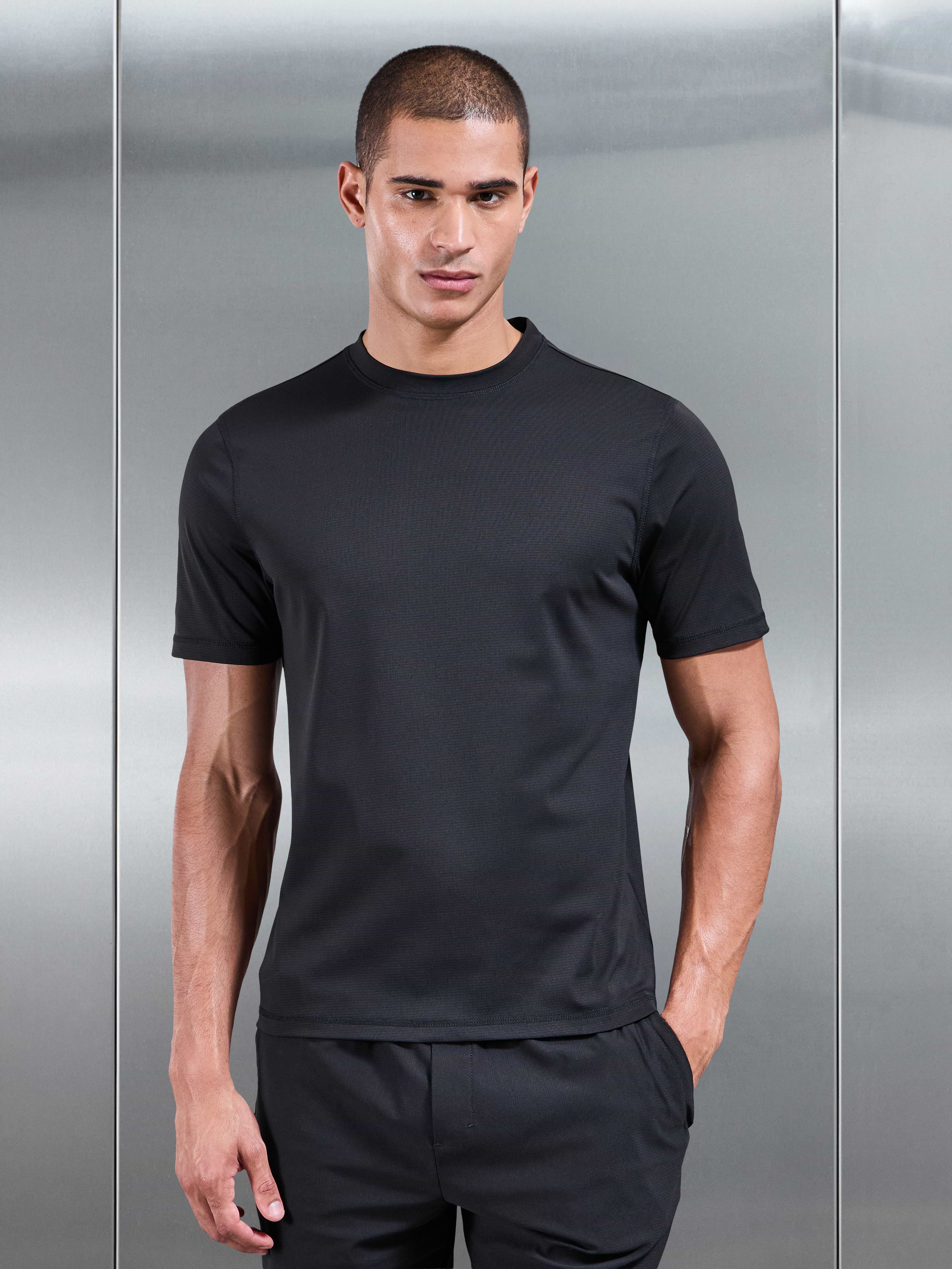 Warp Knitted T-Shirt in Black