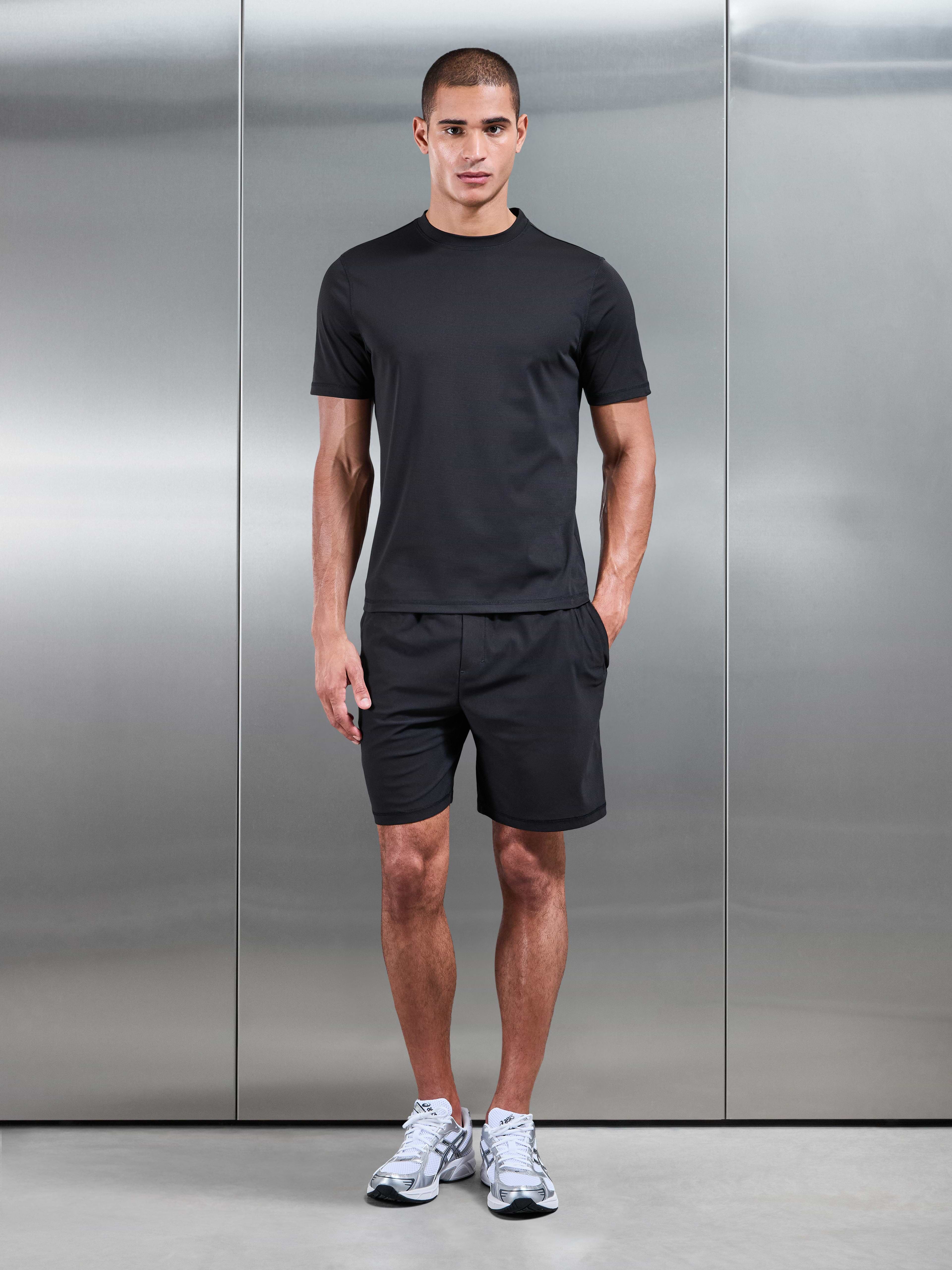 Warp Knitted T-Shirt in Black