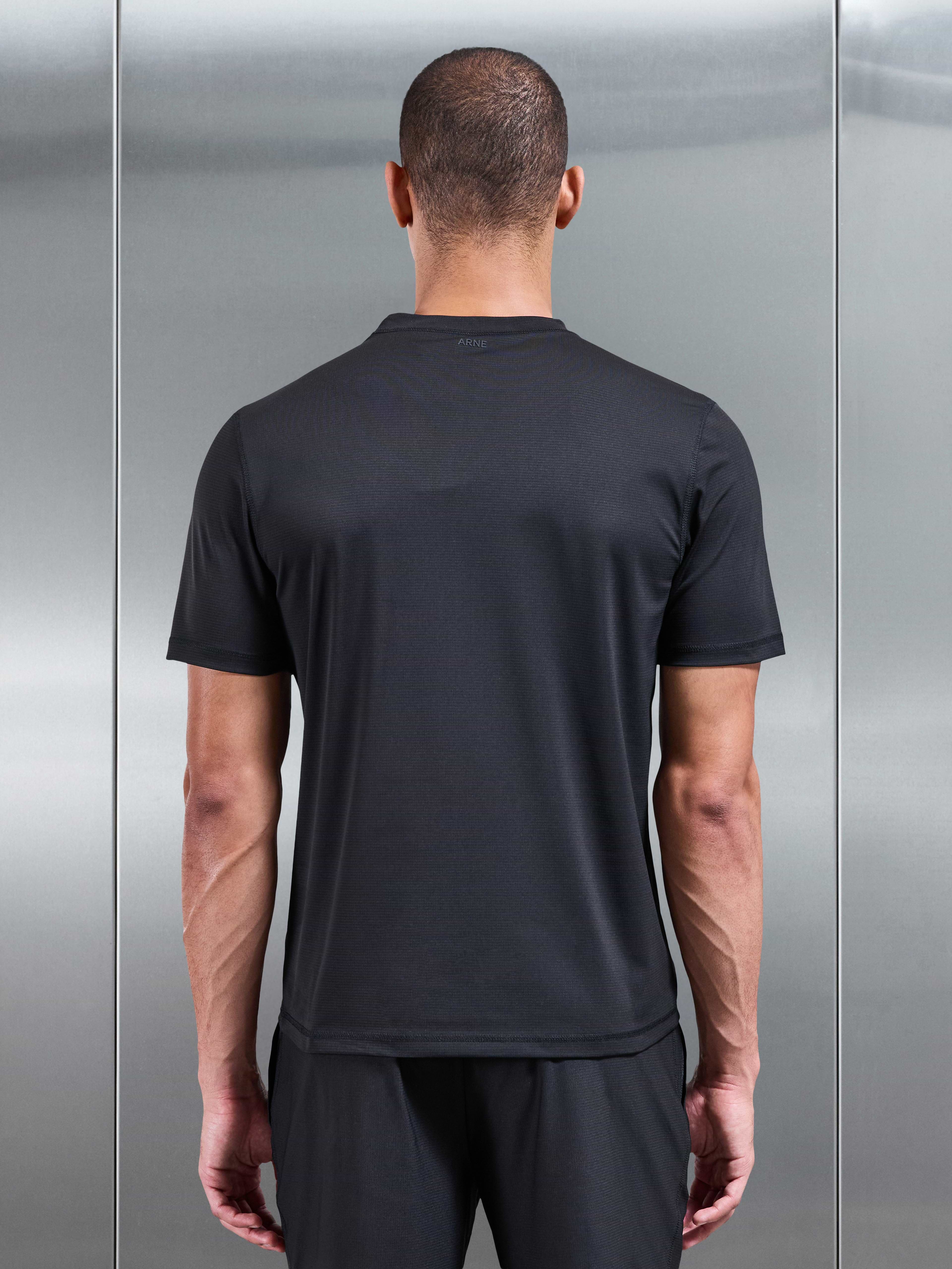 Warp Knitted T-Shirt in Black