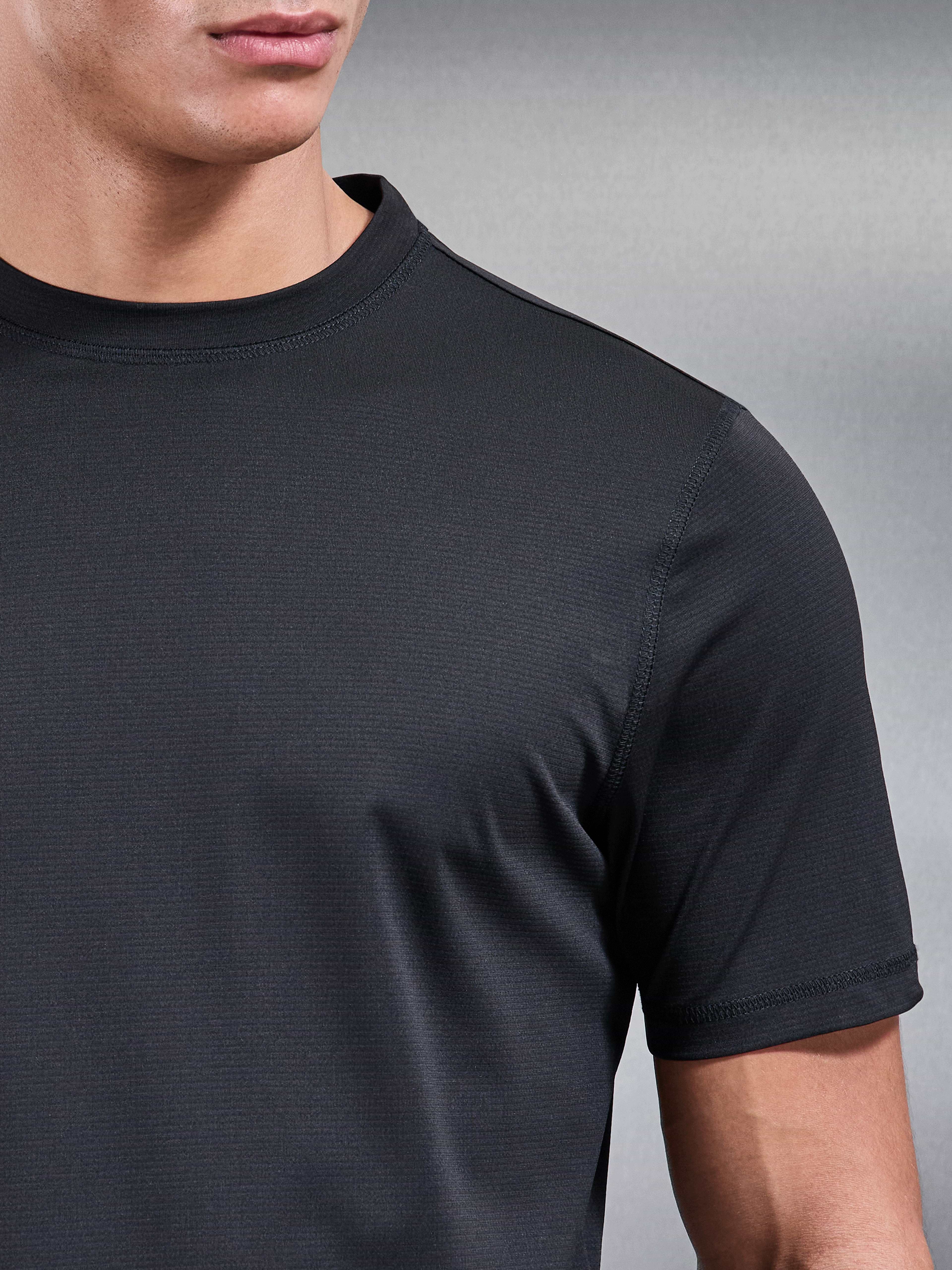 Warp Knitted T-Shirt in Black