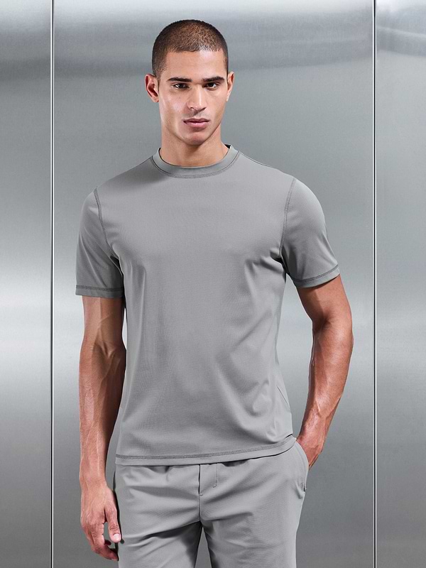 Mens Warp Knitted T-Shirt in Grey