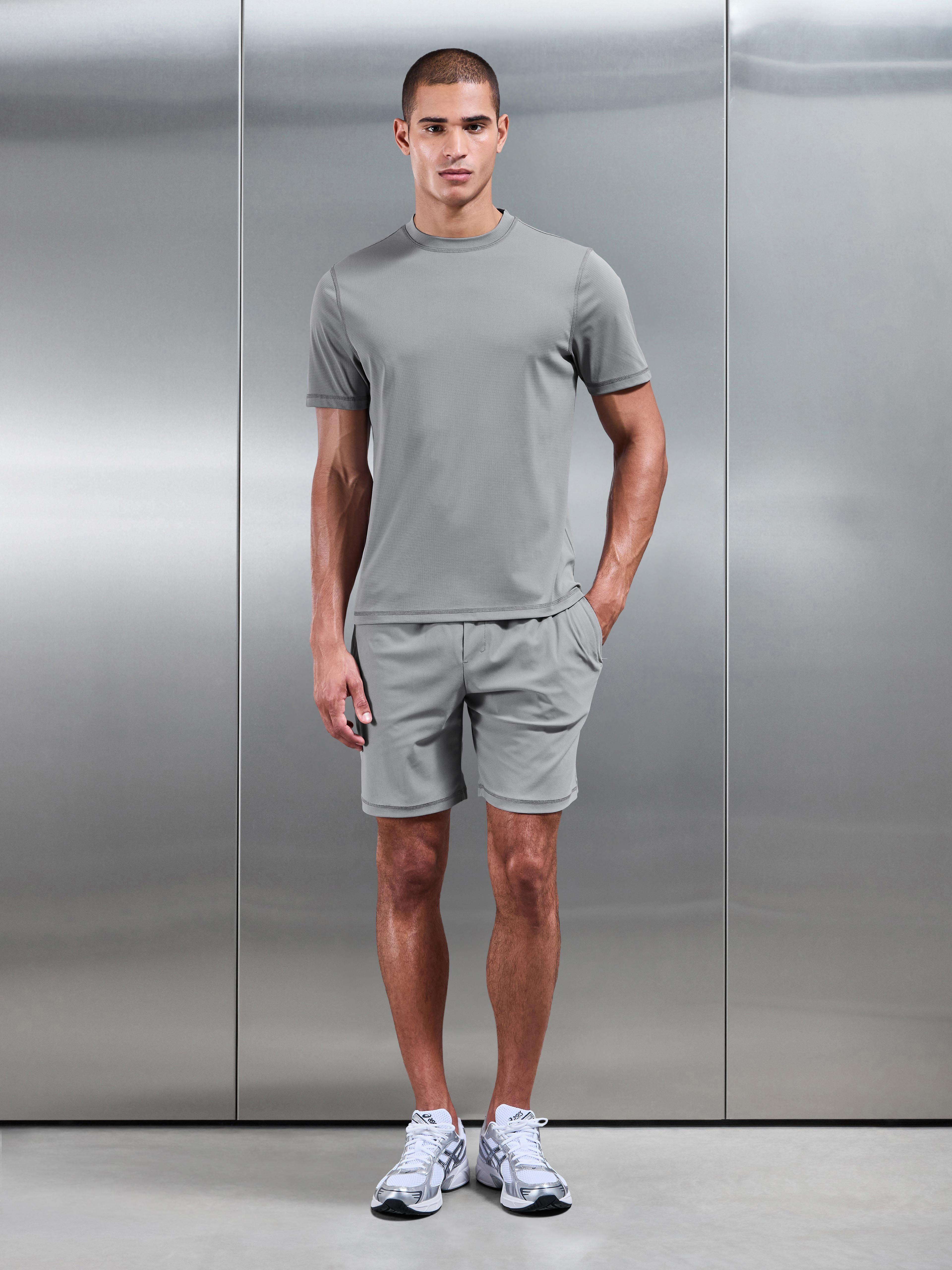 Mens Warp Knitted T-Shirt in Grey