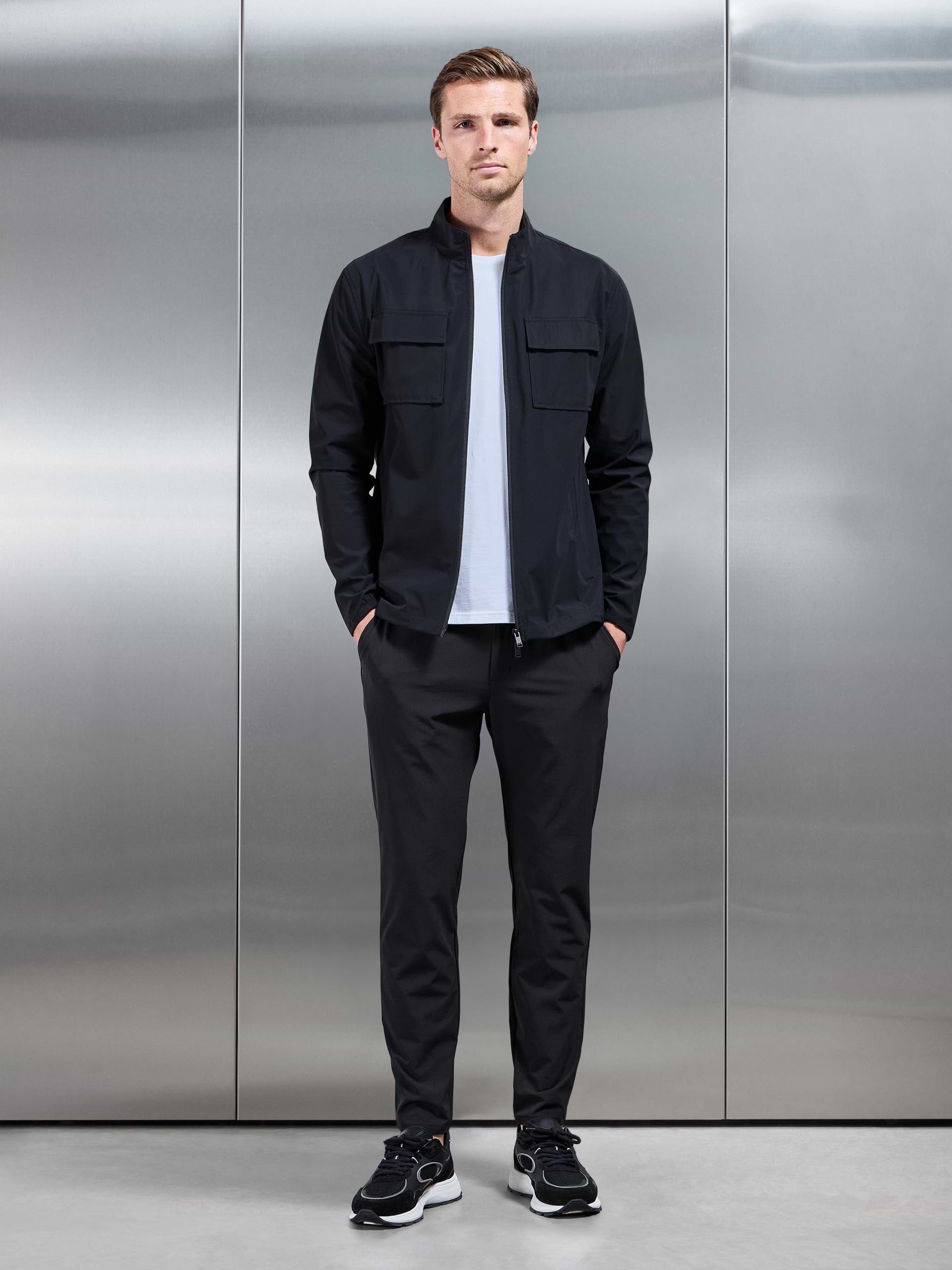 Water Repellent Cargo Jacket in Black