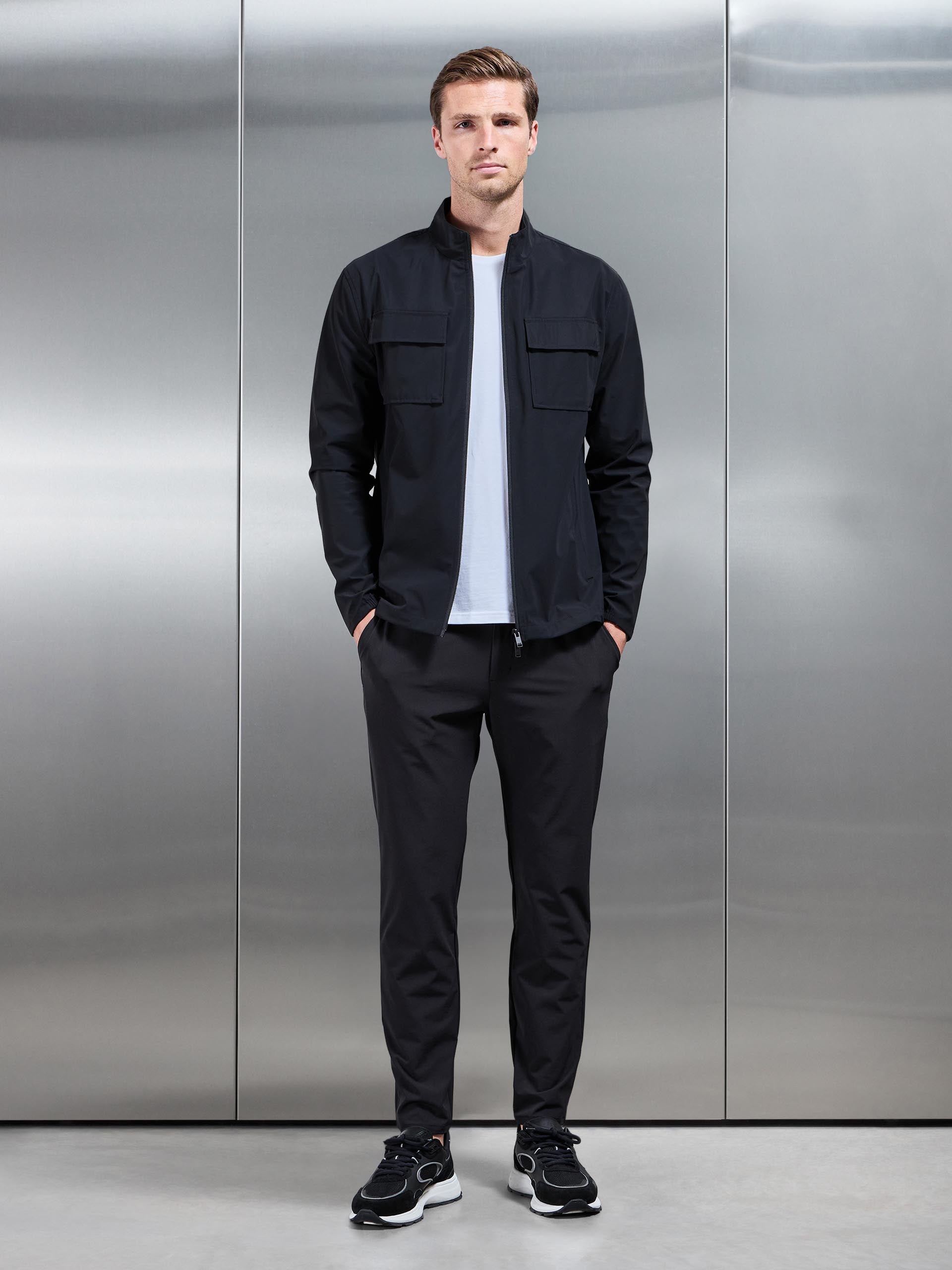 Mens Water Repellent Cargo Jacket in Black