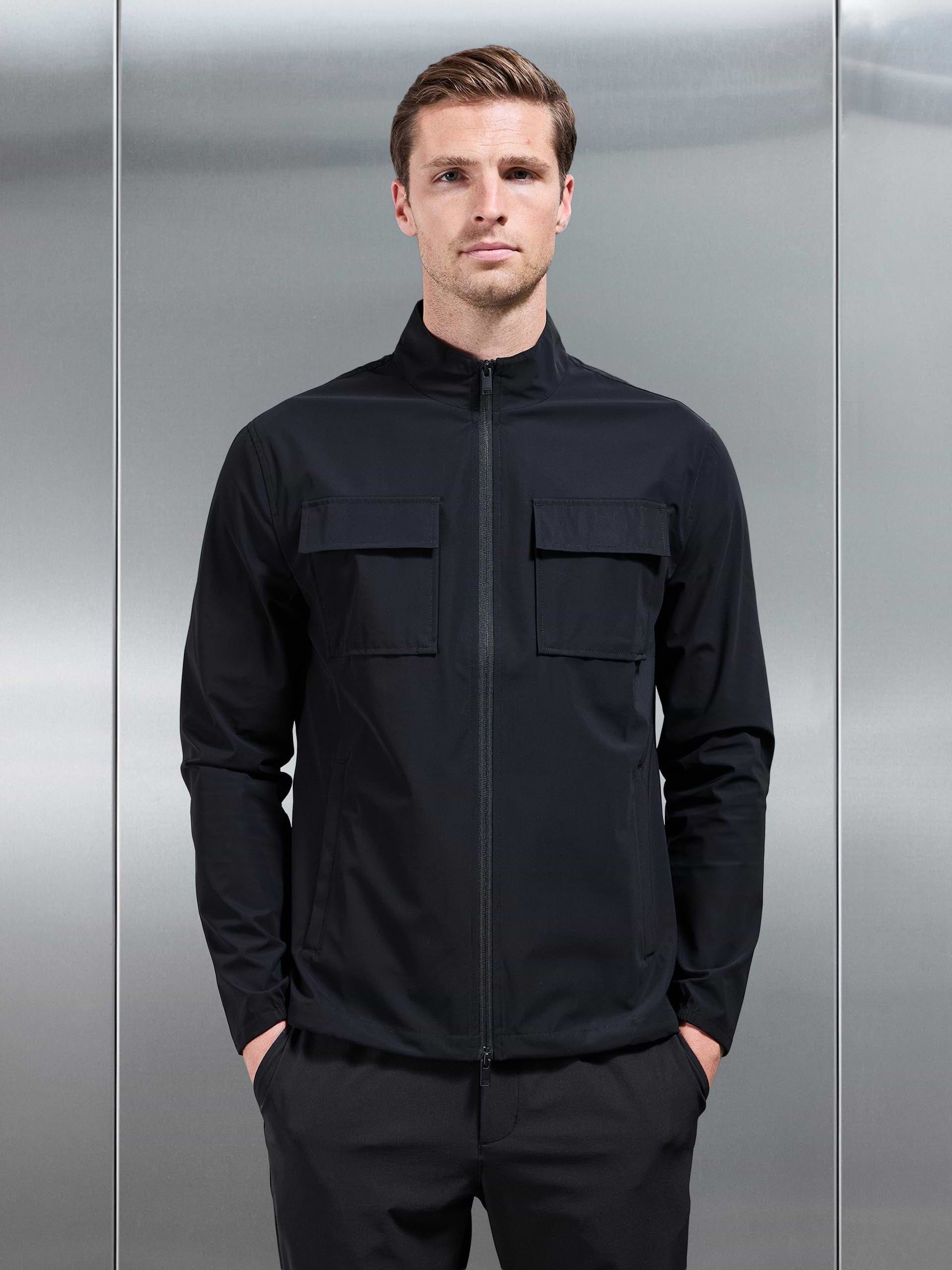 Water Repellent Cargo Jacket in Black