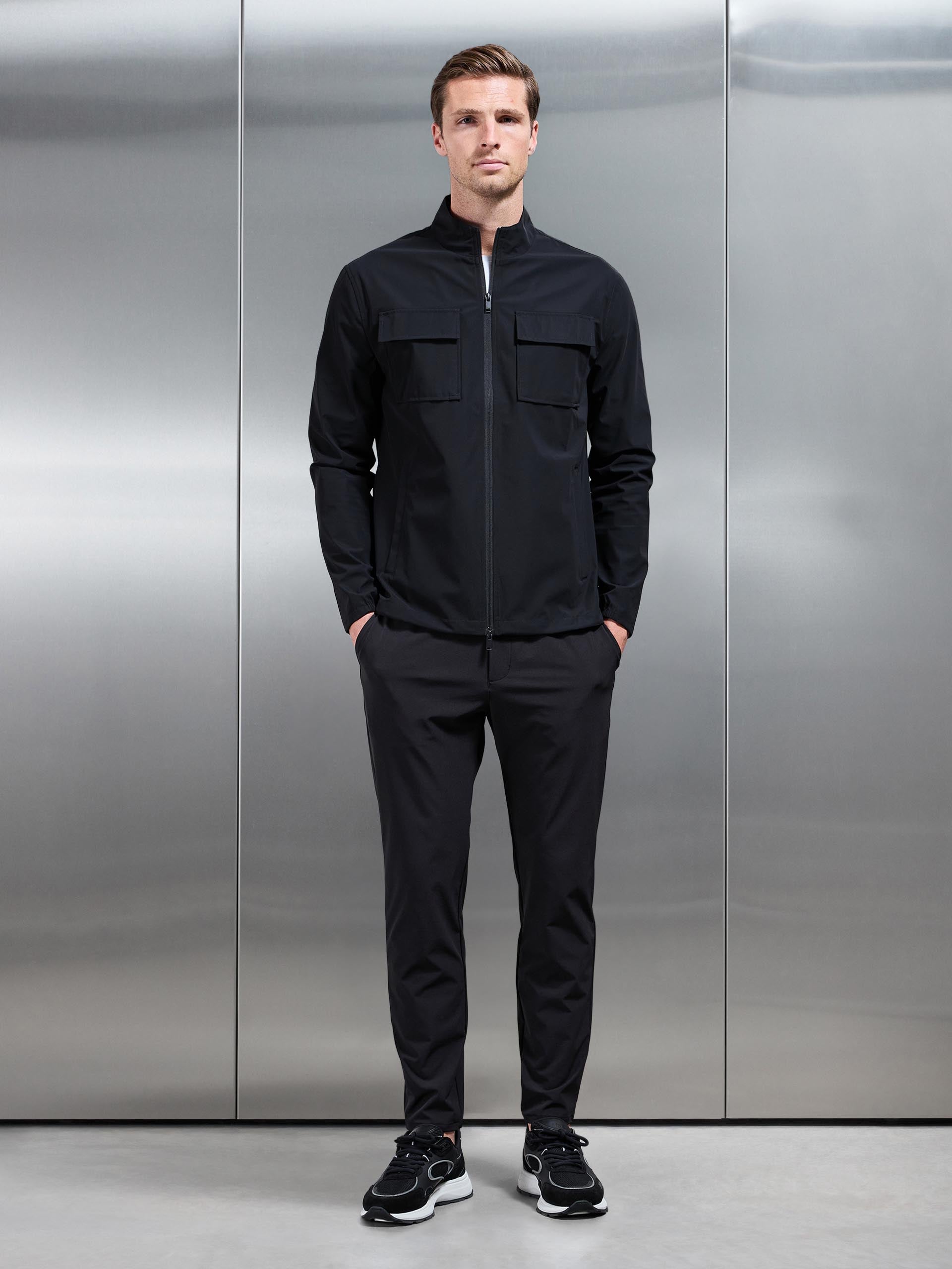 Mens Water Repellent Cargo Jacket in Black