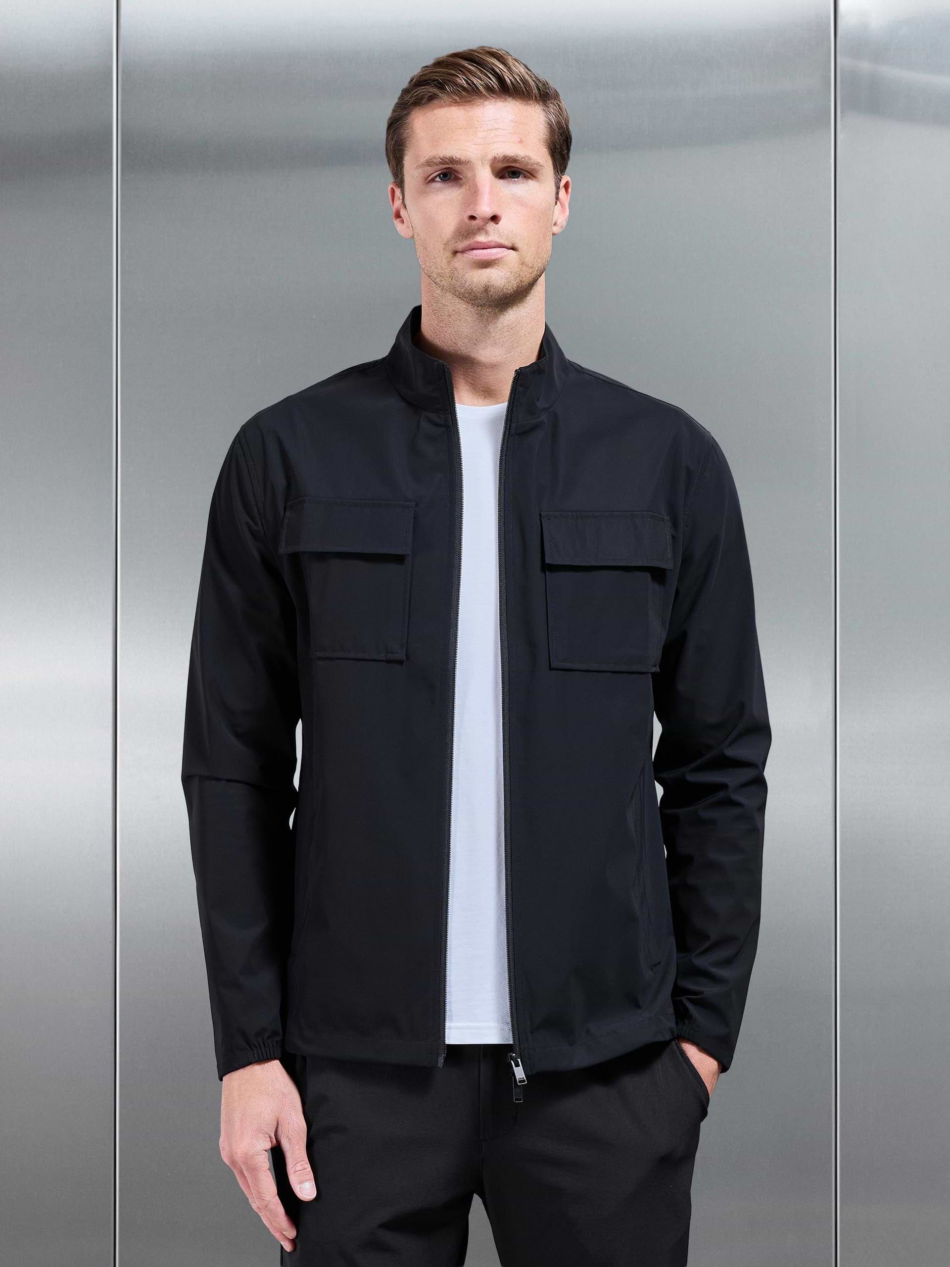 Water Repellent Cargo Jacket in Black