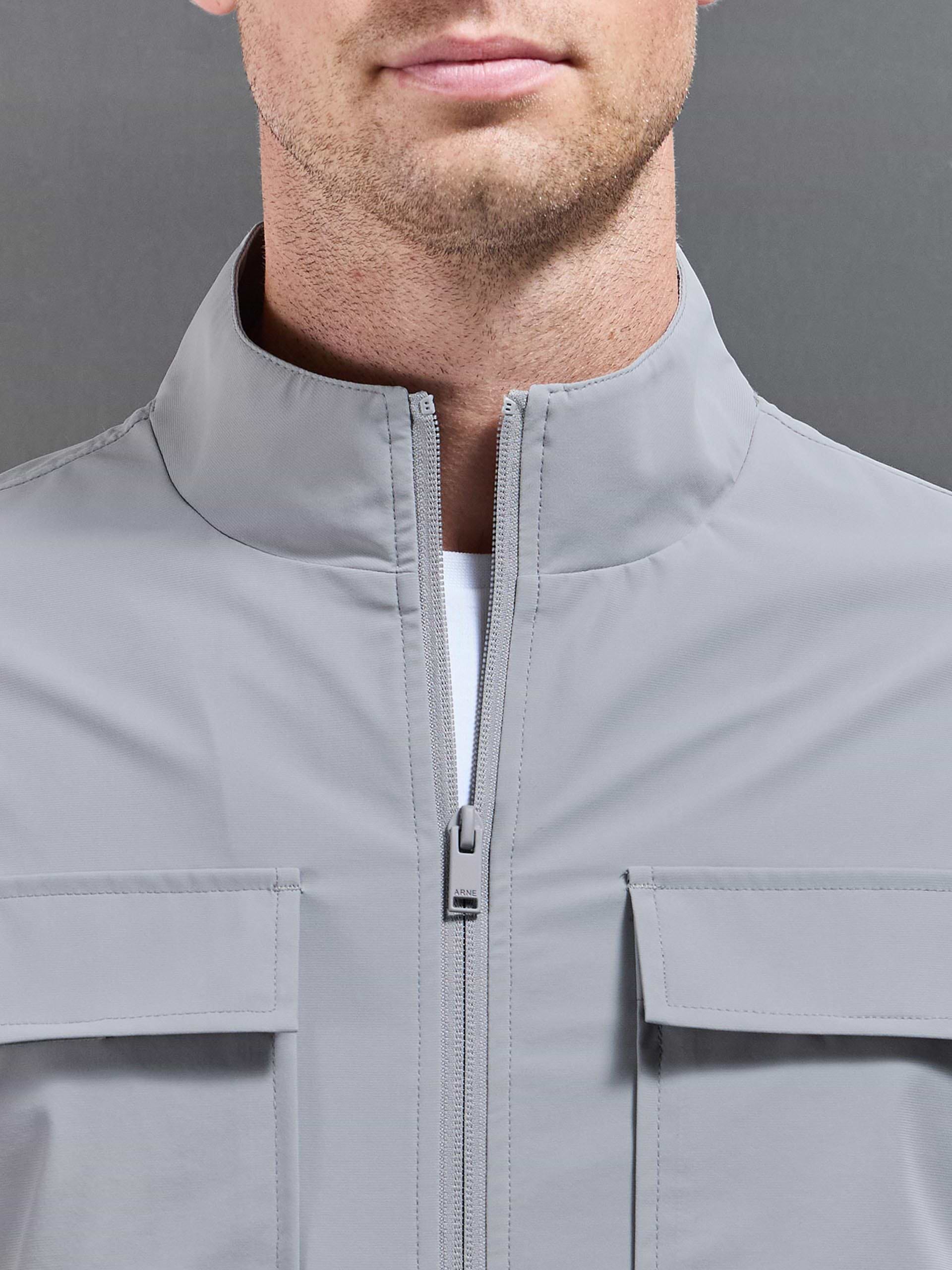 Water Repellent Cargo Jacket in Mid Grey