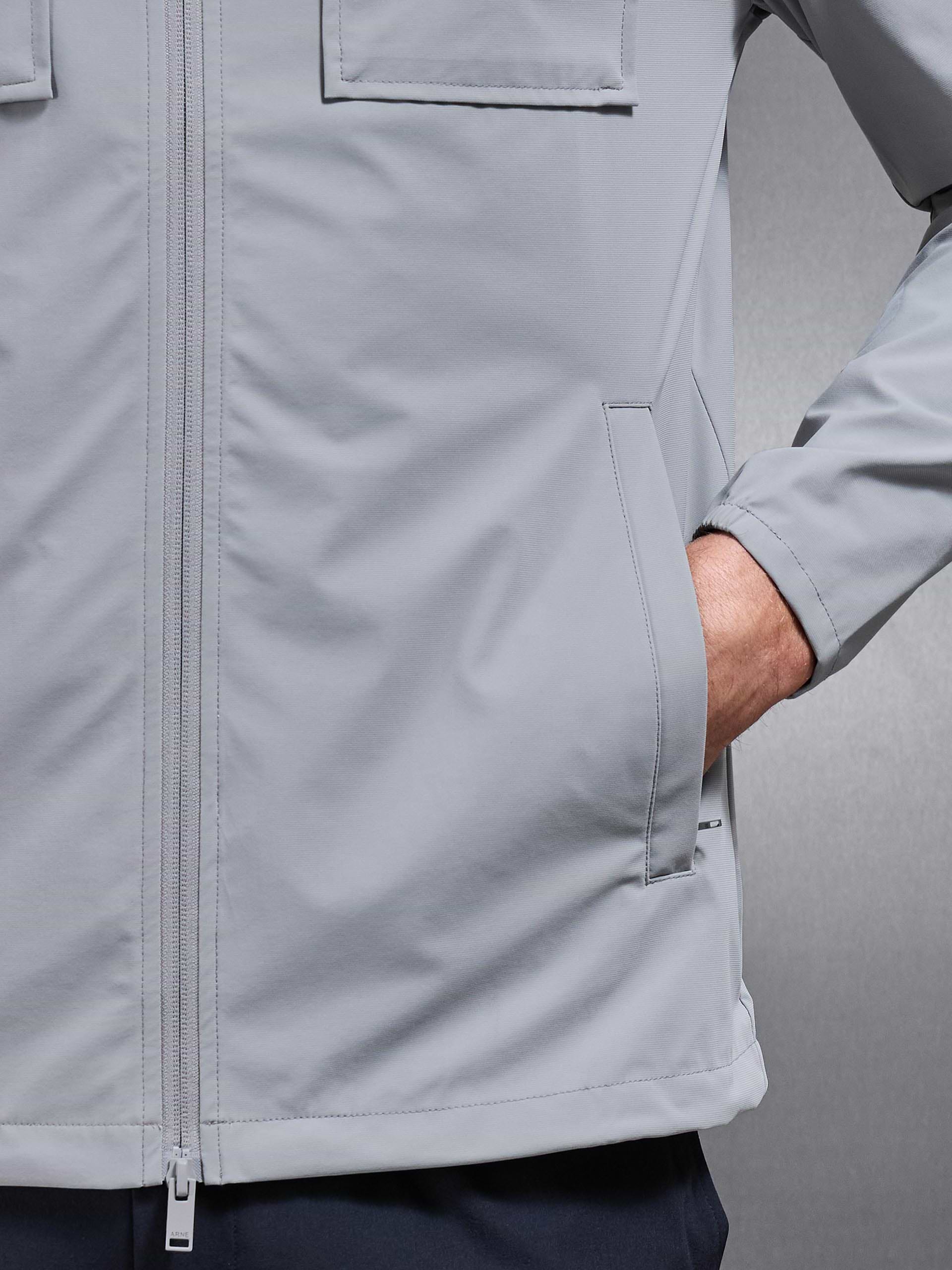 Water Repellent Cargo Jacket in Mid Grey