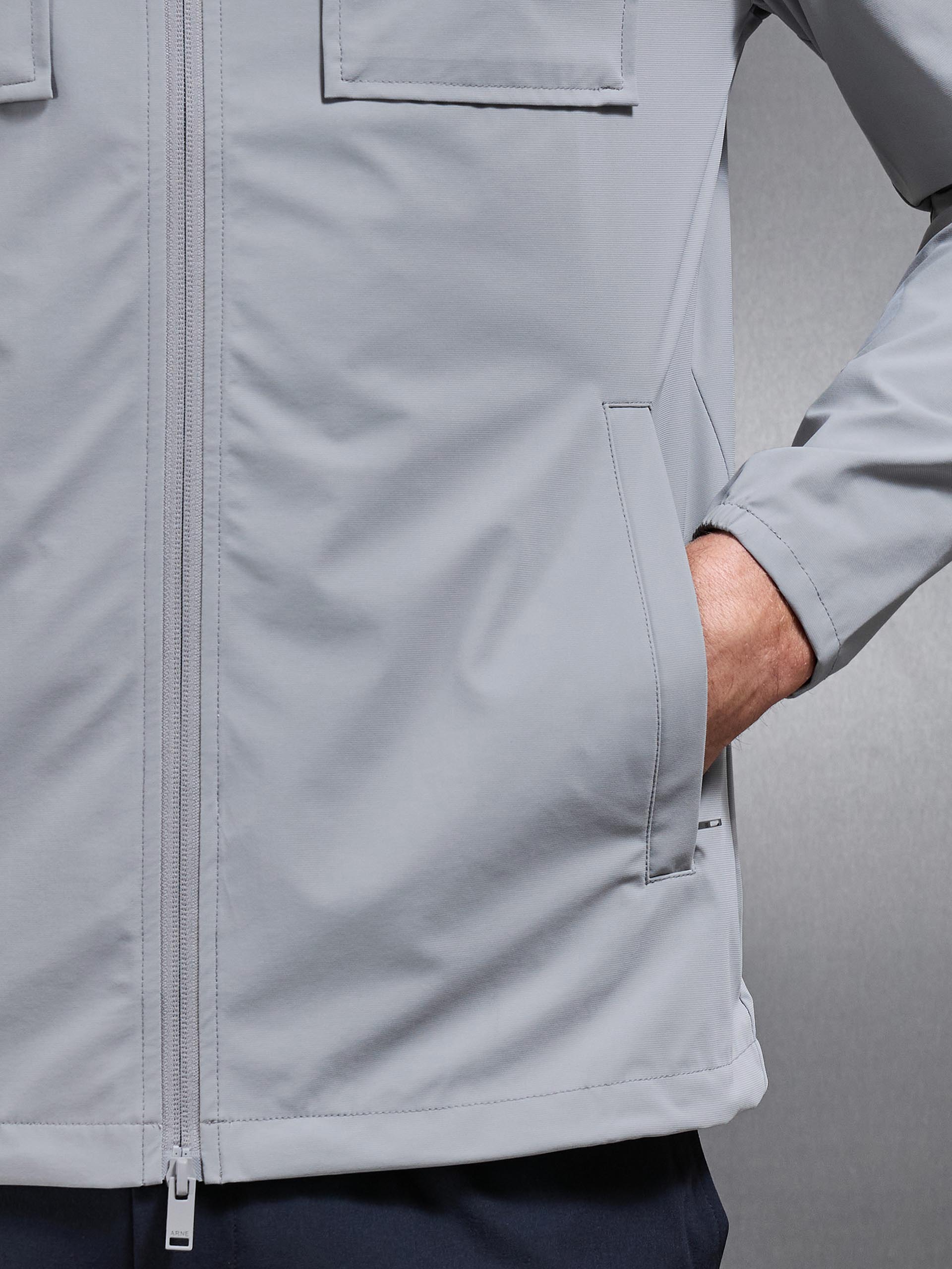 Mens Water Repellent Cargo Jacket in Mid Grey