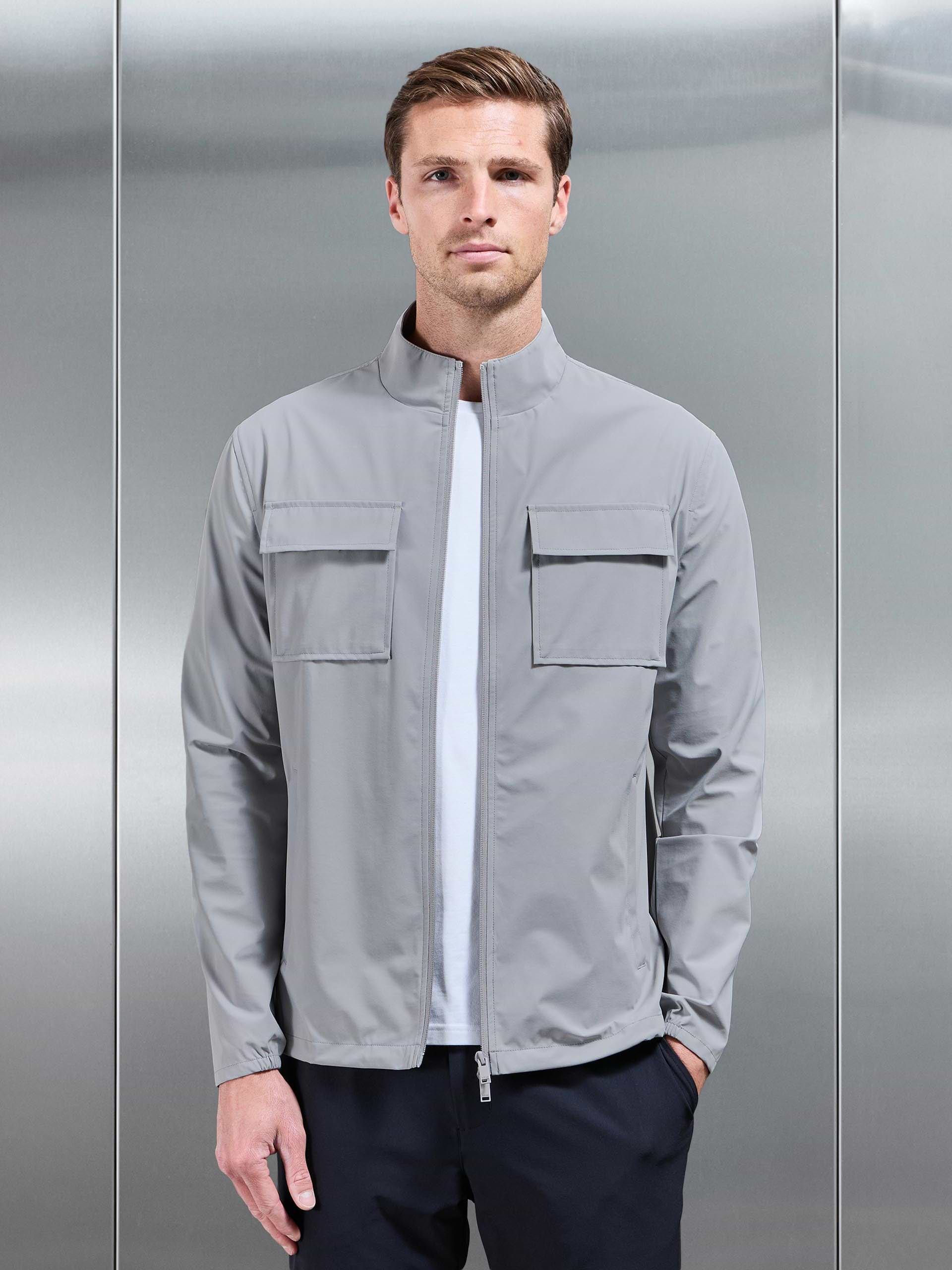 Water Repellent Cargo Jacket in Mid Grey