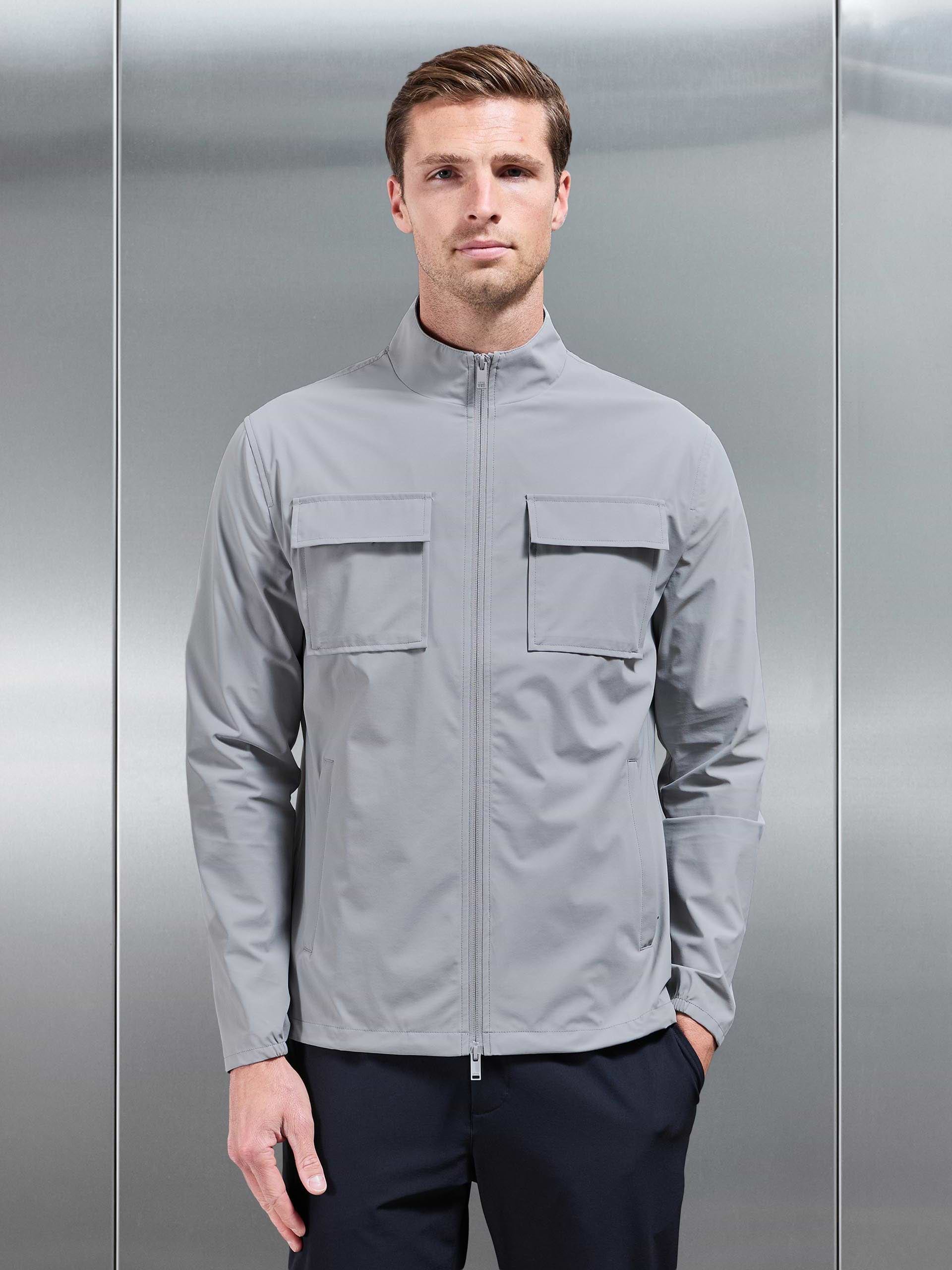 Water Repellent Cargo Jacket in Mid Grey