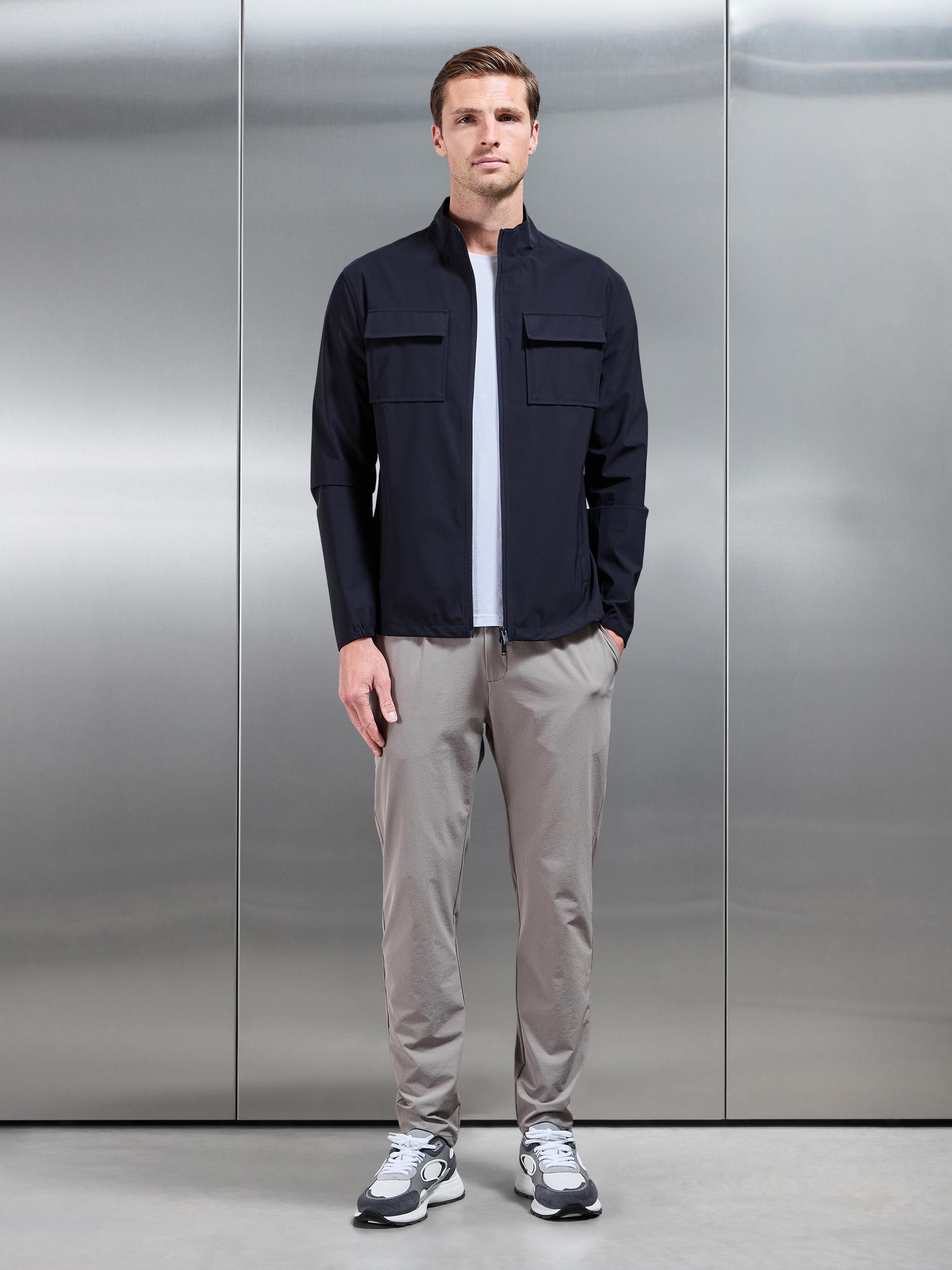 Mens Water Repellent Cargo Jacket in Navy