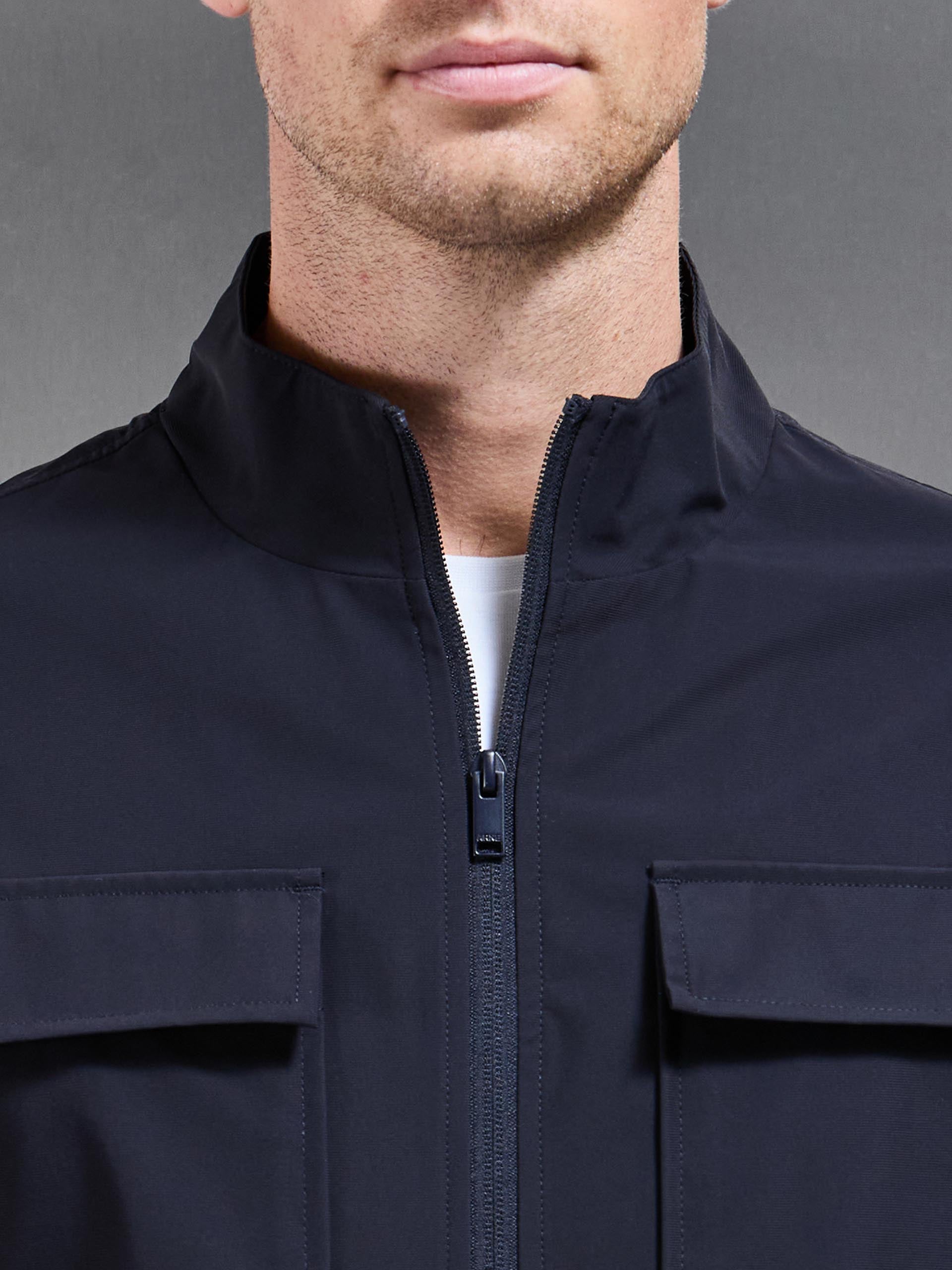 Mens Water Repellent Cargo Jacket in Navy