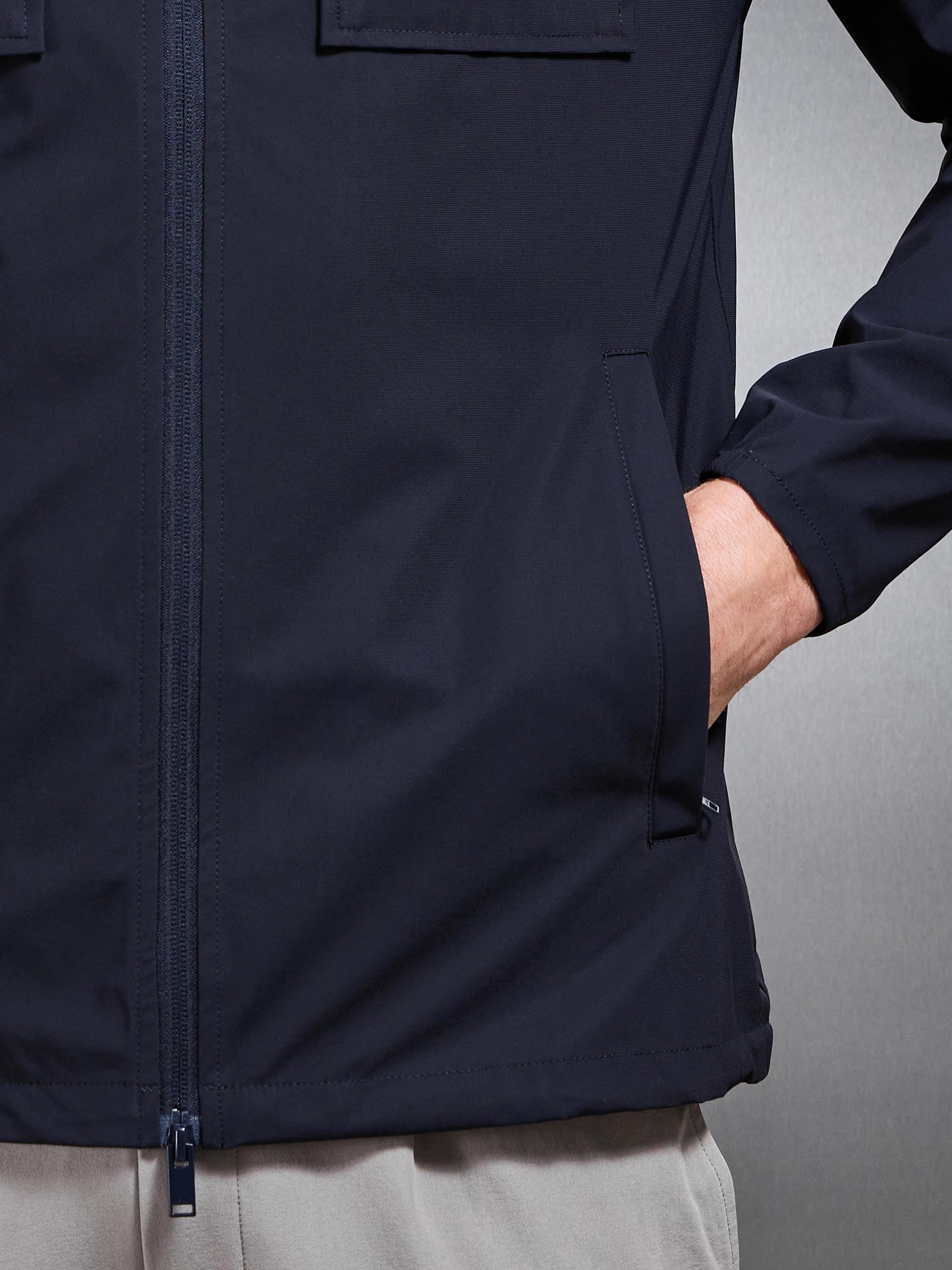 Mens Water Repellent Cargo Jacket in Navy