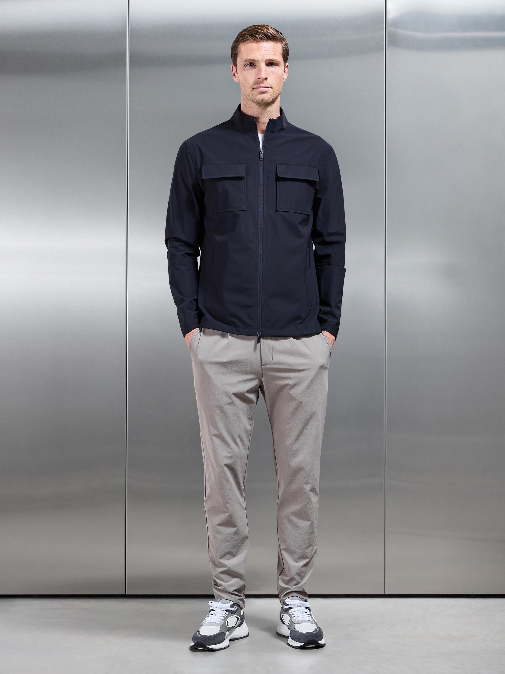 Mens Water Repellent Cargo Jacket in Navy