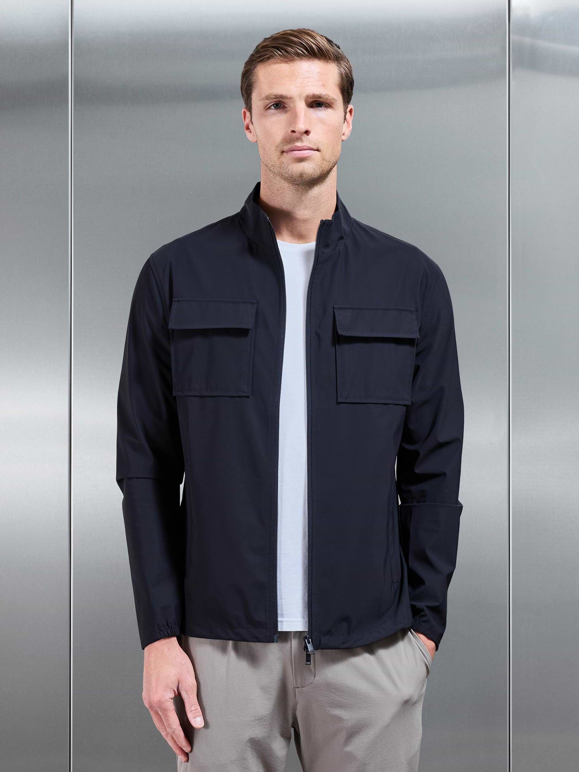 Water Repellent Cargo Jacket in Navy