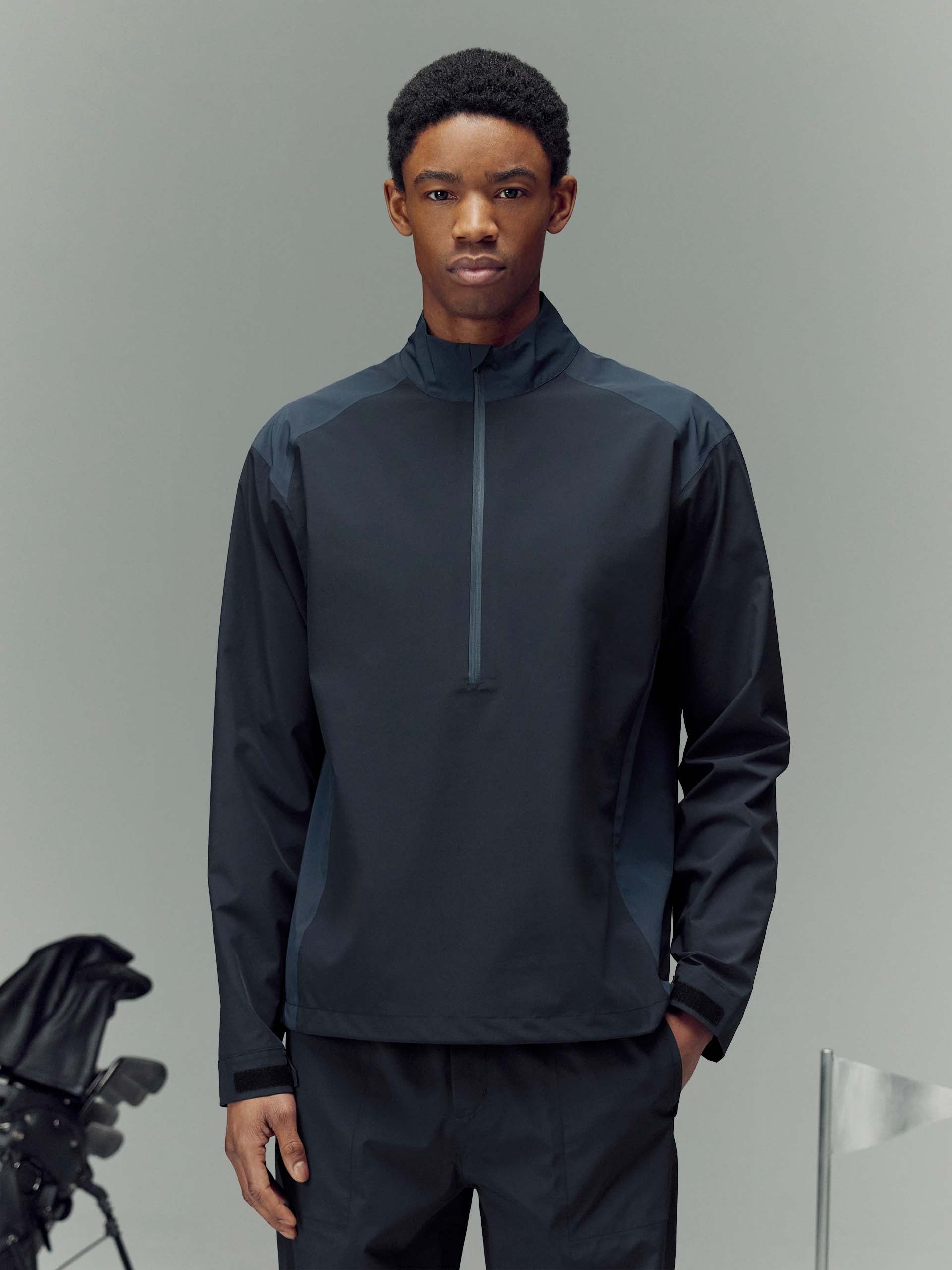 Mens Waterproof Golf Colour Block Half Zip in Navy