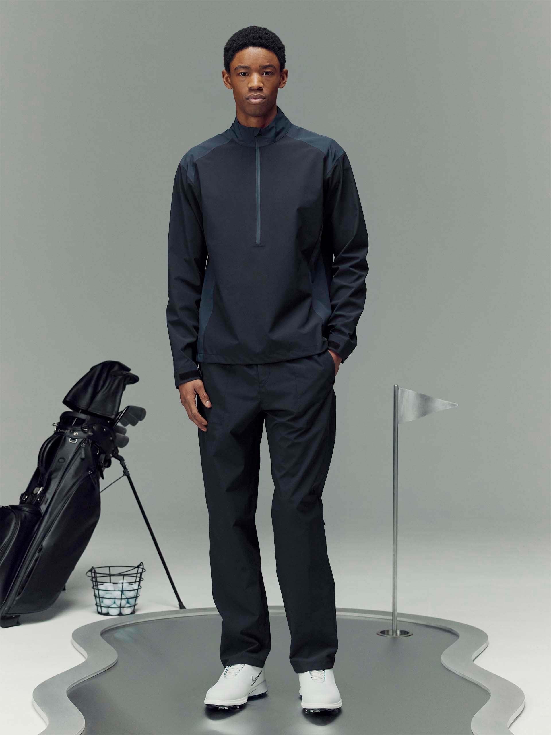 Mens Waterproof Golf Colour Block Half Zip in Navy