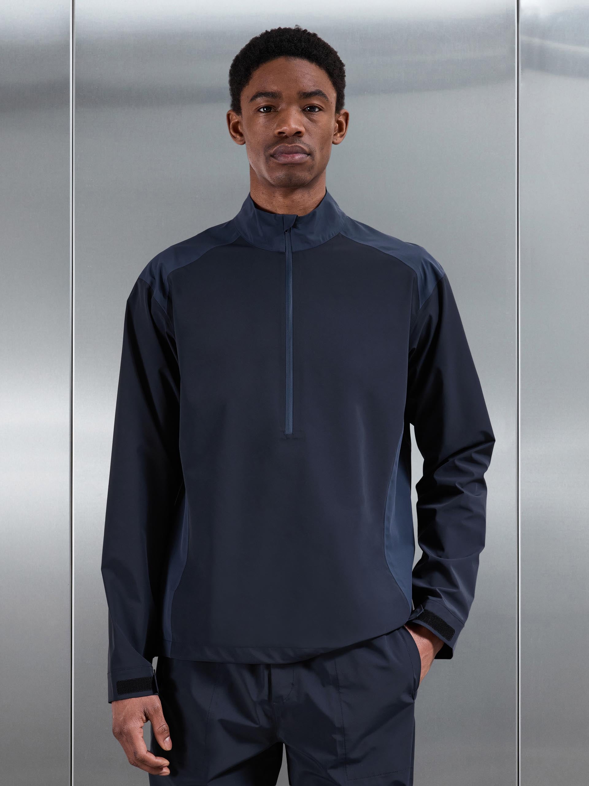 Mens Waterproof Golf Colour Block Half Zip in Navy