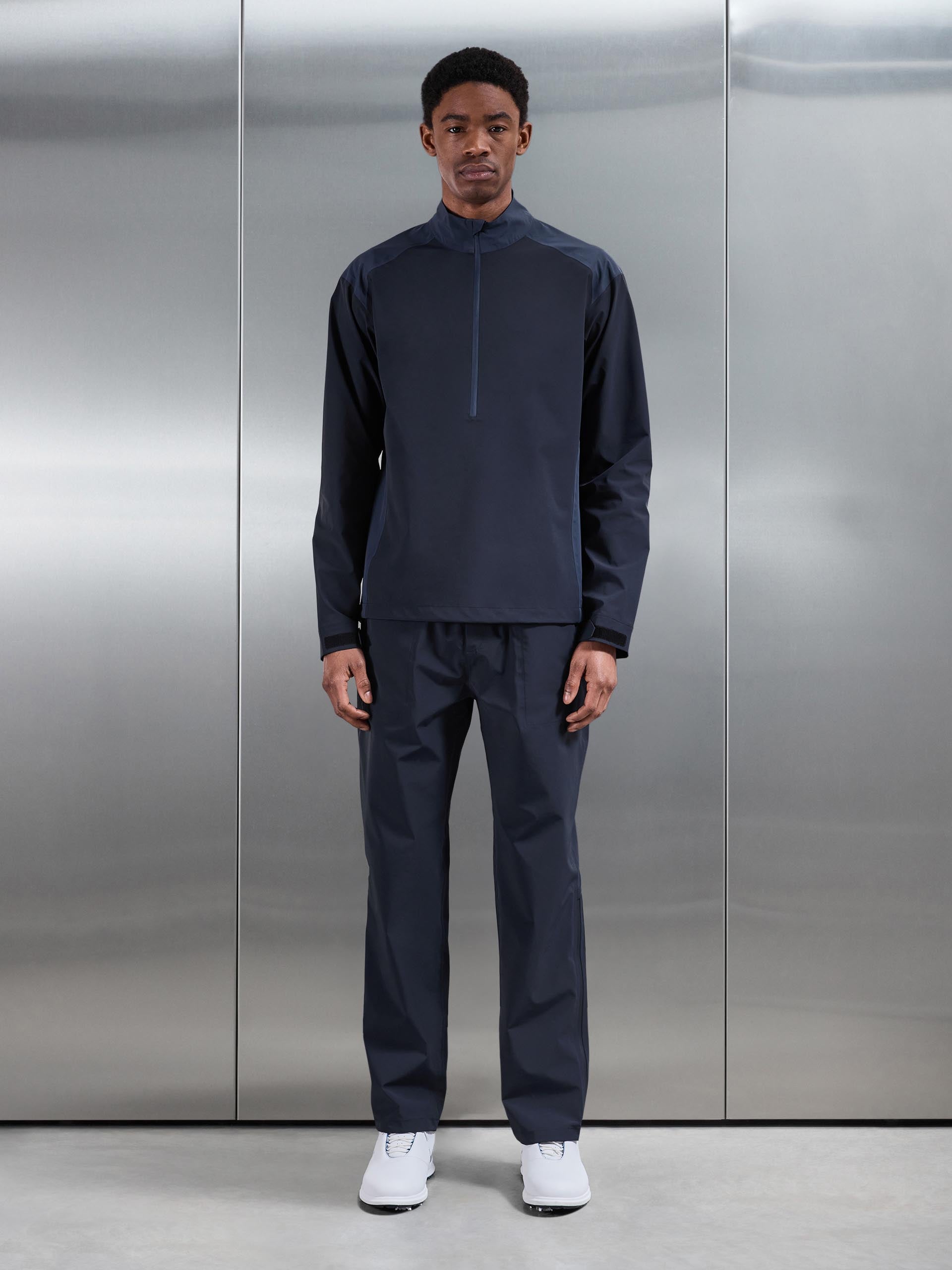 Mens Waterproof Golf Colour Block Half Zip in Navy