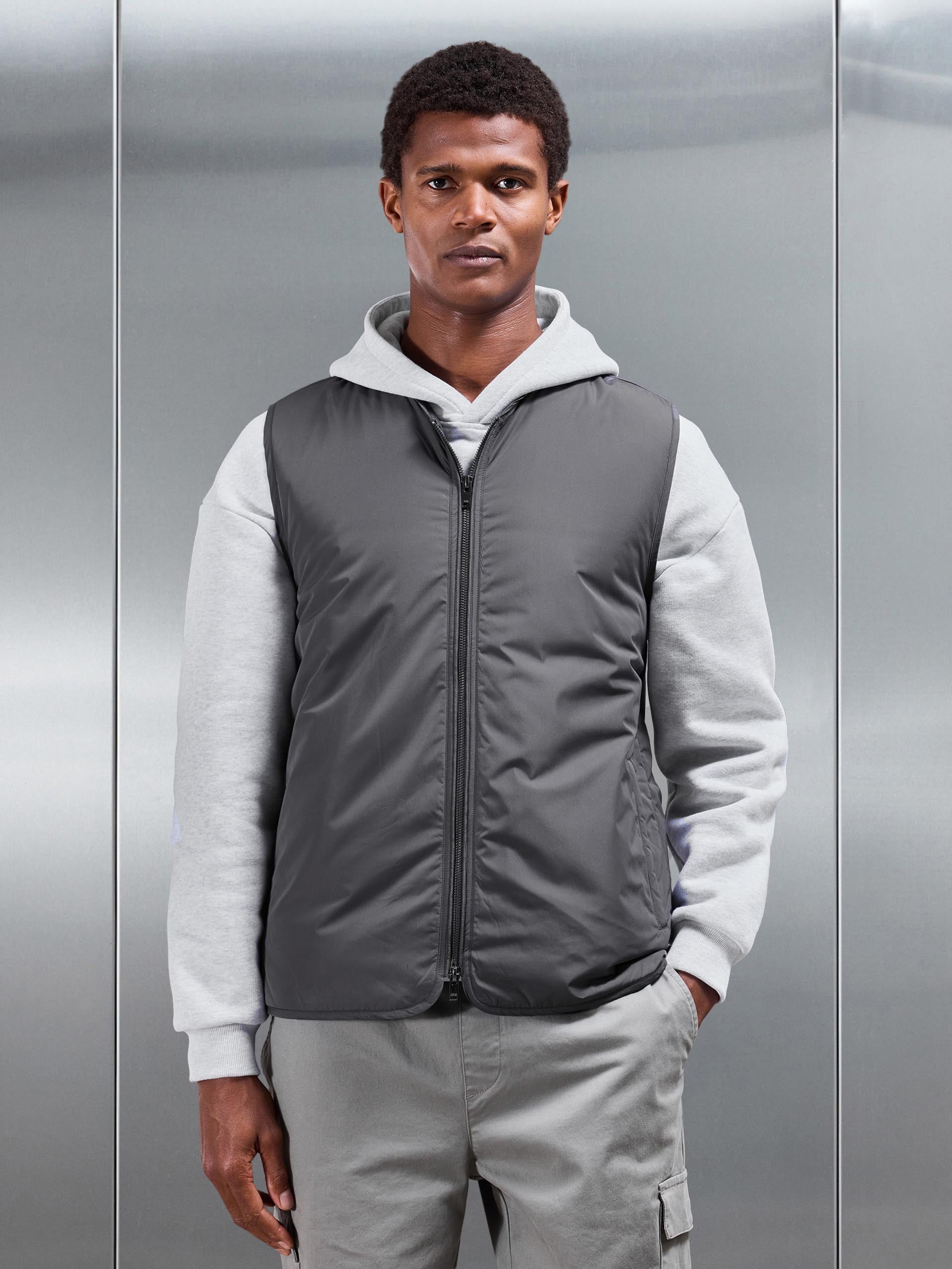 Mens Zip Through Padded Vest in Grey