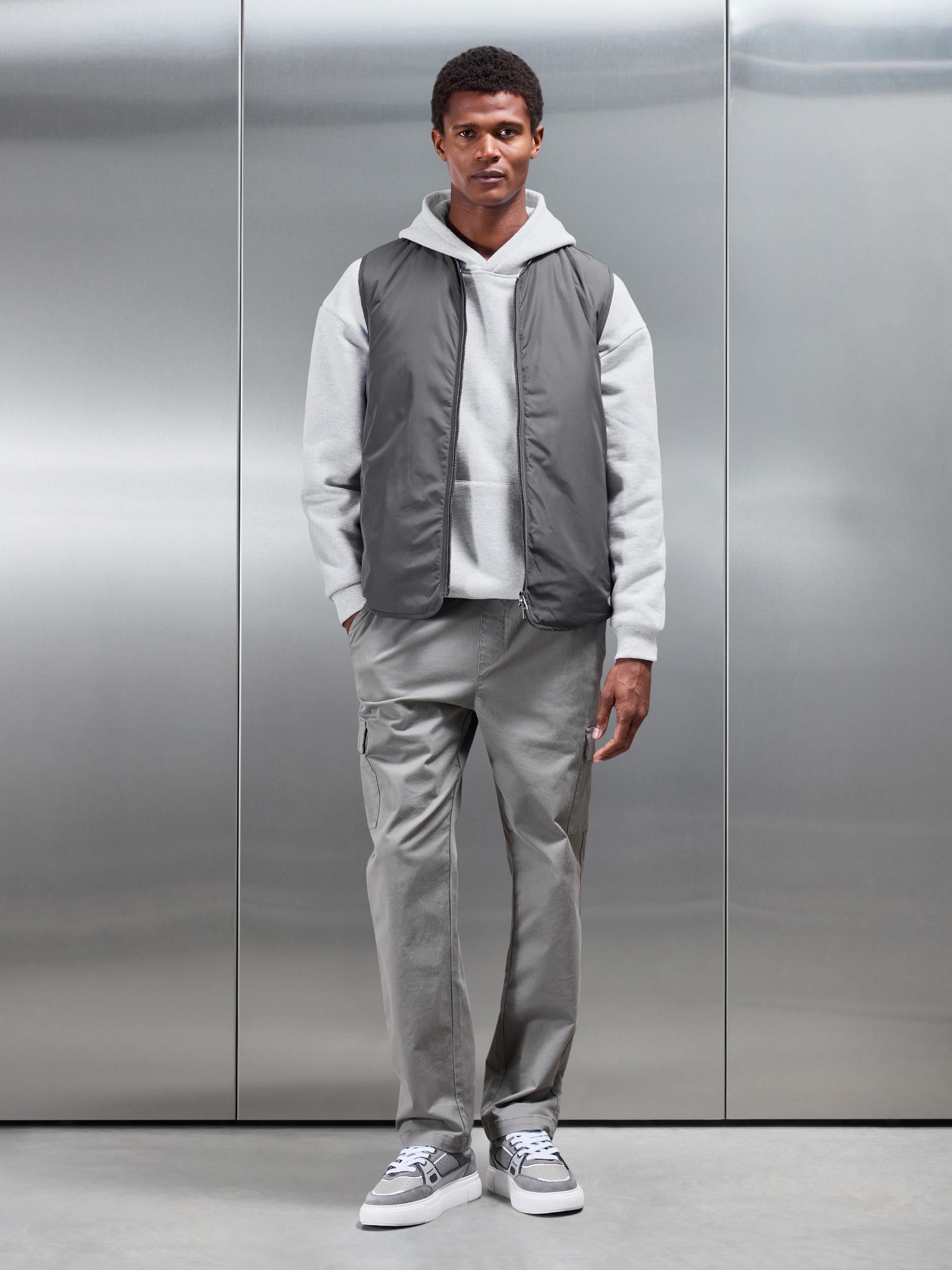 Mens Zip Through Padded Vest in Grey