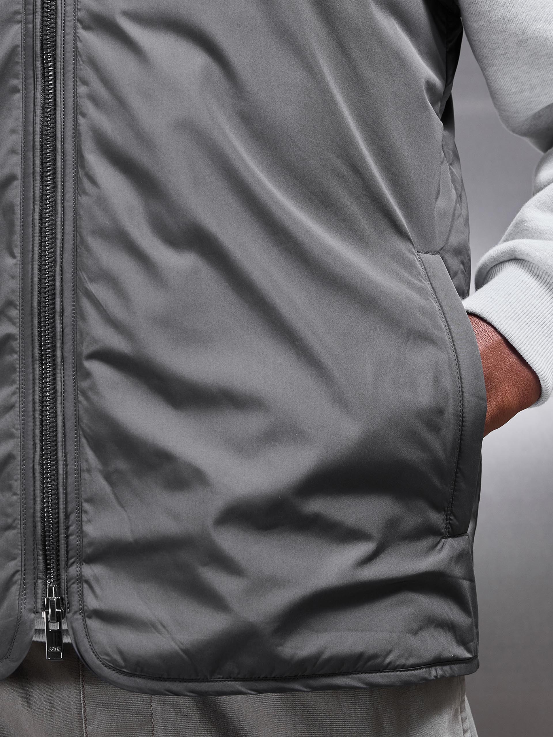 Mens Zip Through Padded Vest in Grey