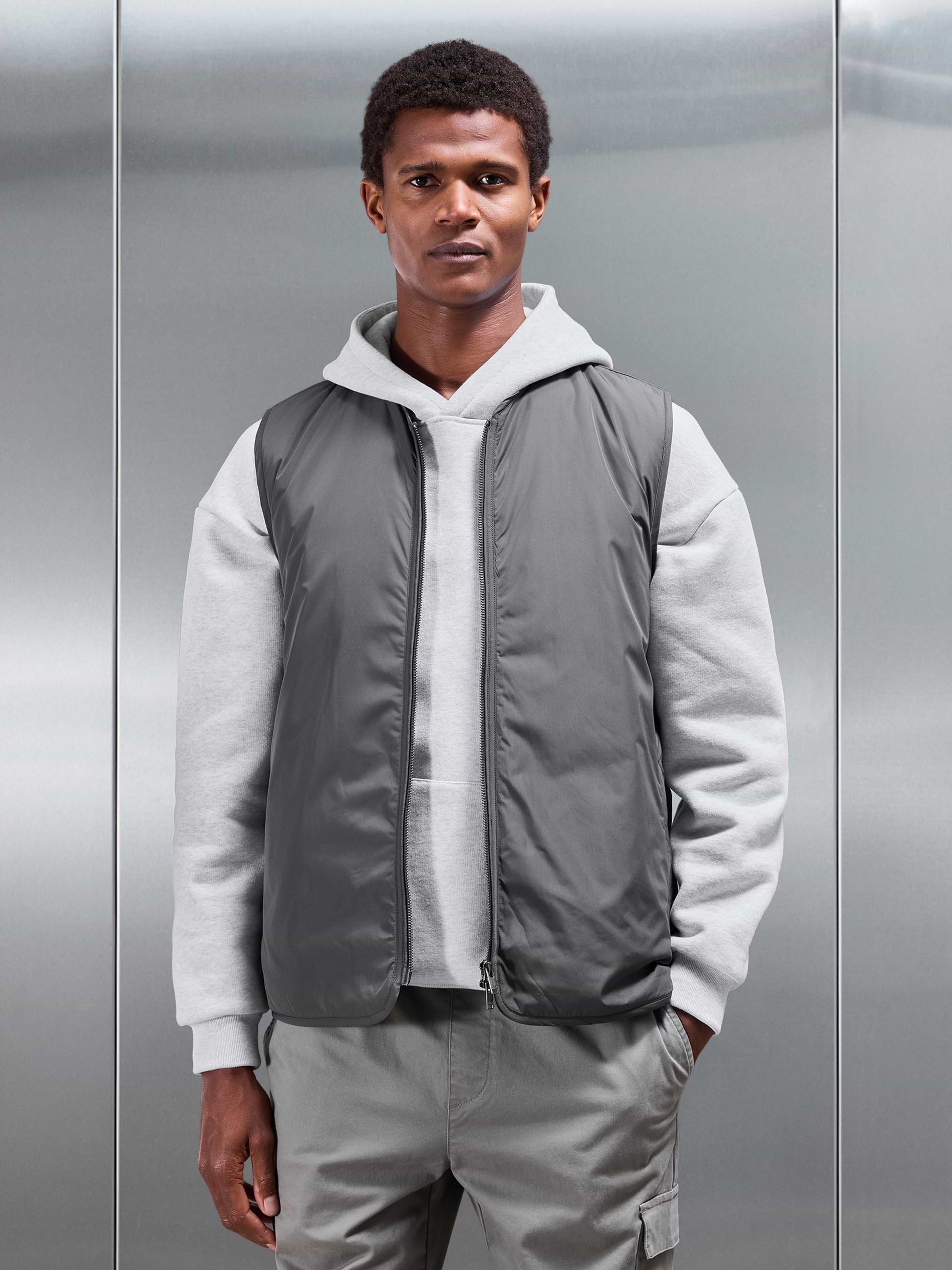Zip Through Padded Vest in Grey