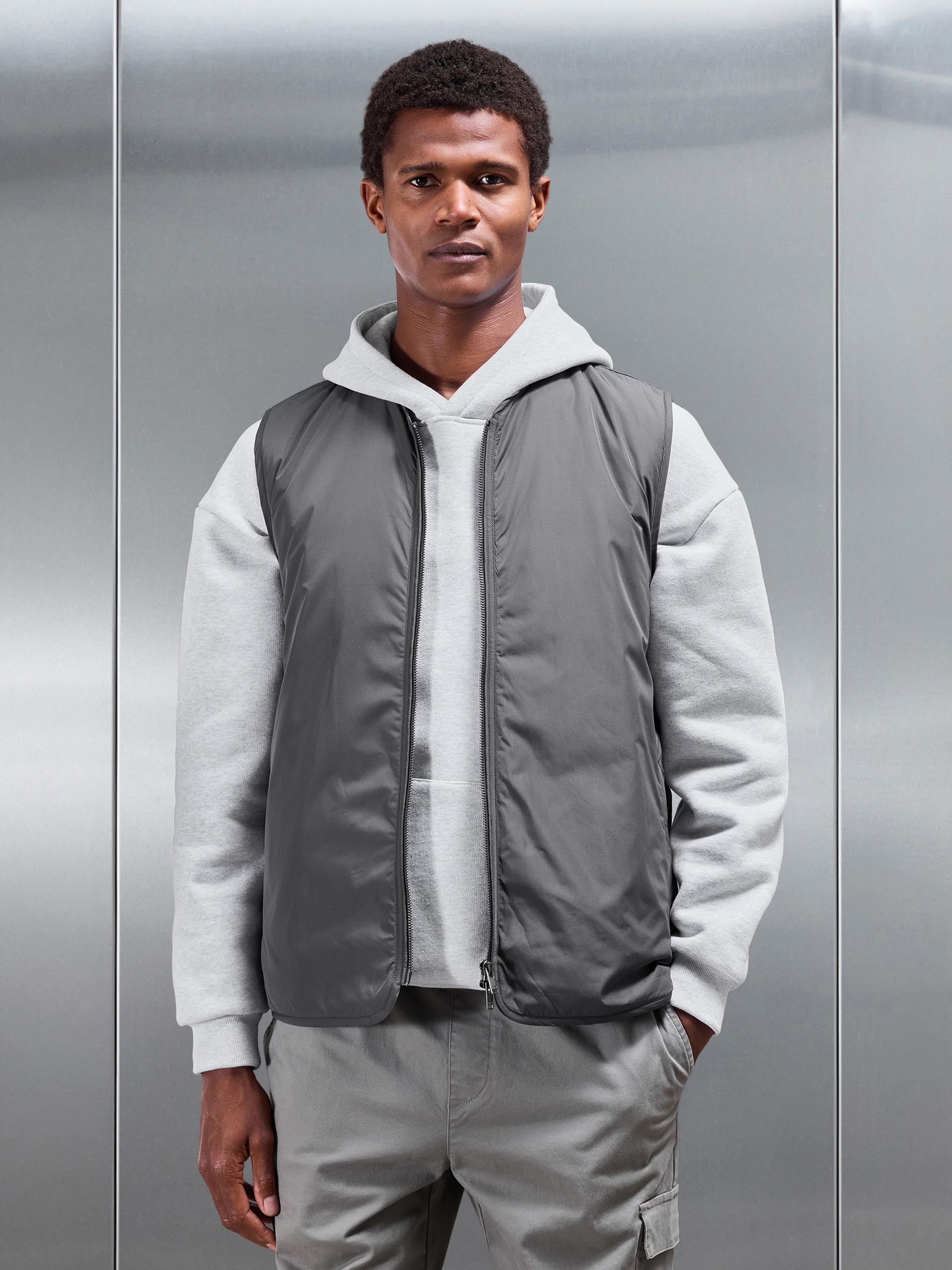 Mens Zip Through Padded Vest in Grey