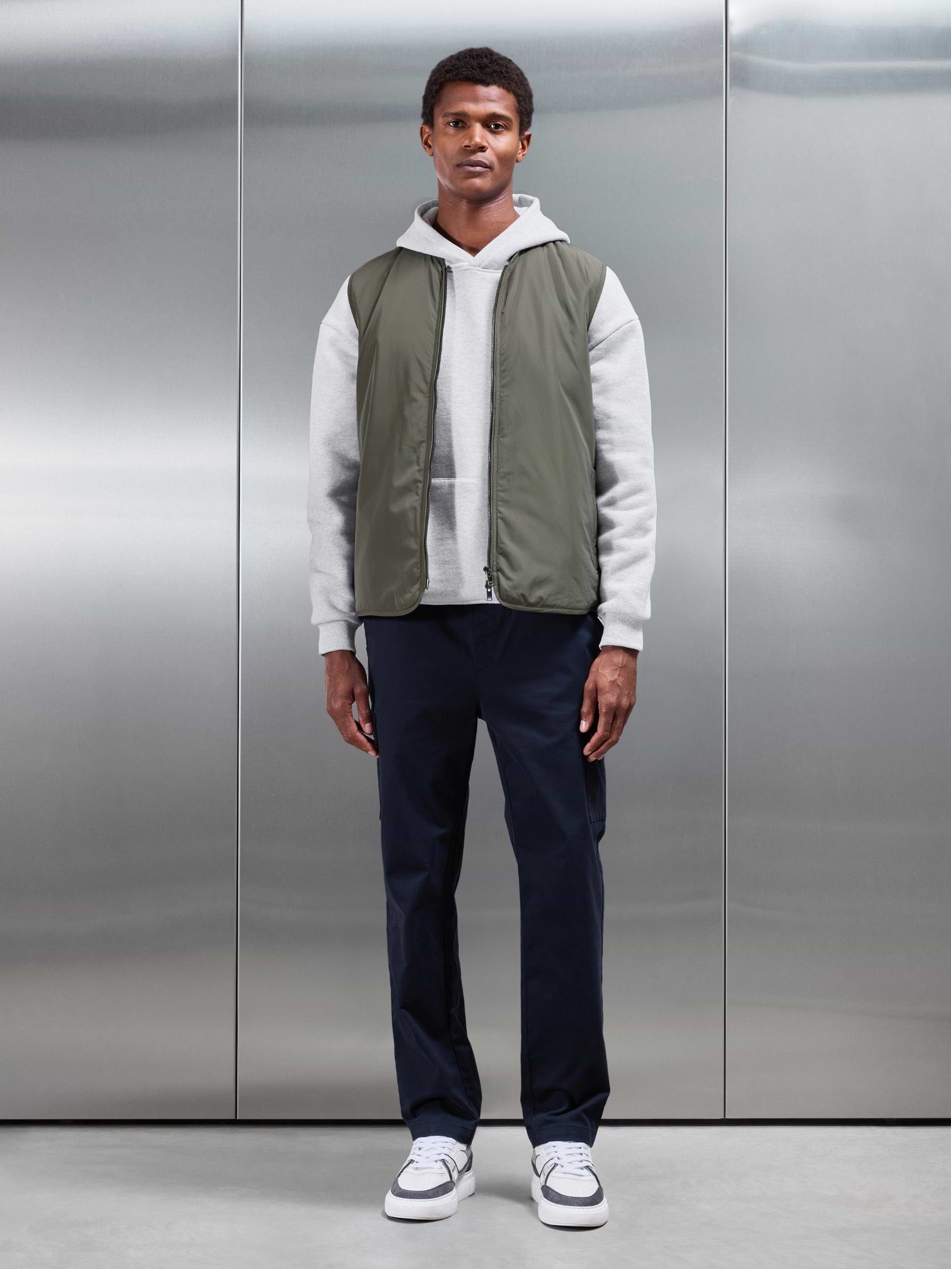 Zip Through Padded Vest in Olive
